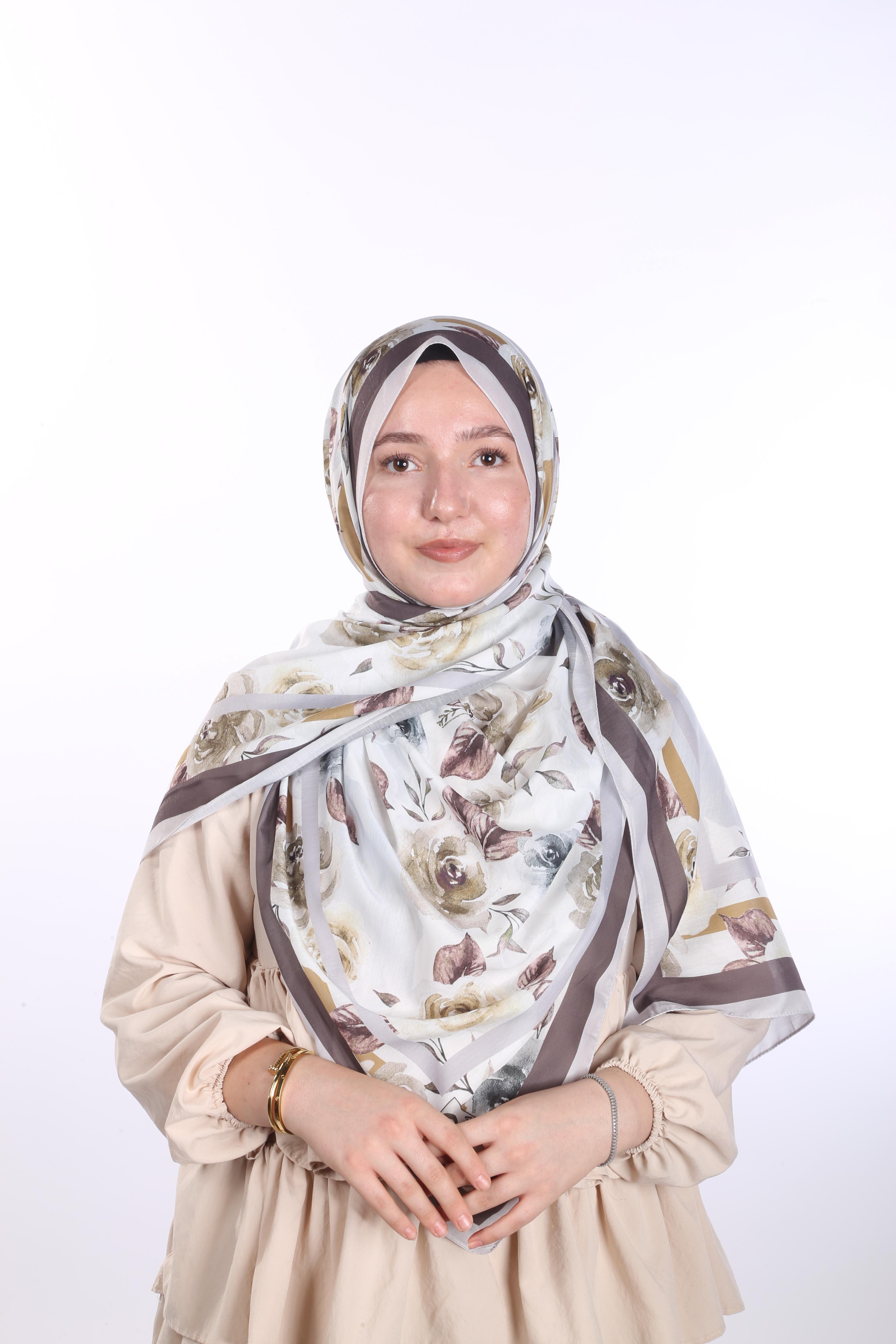 Asmin Desen Soft Şal - Kahve Bej