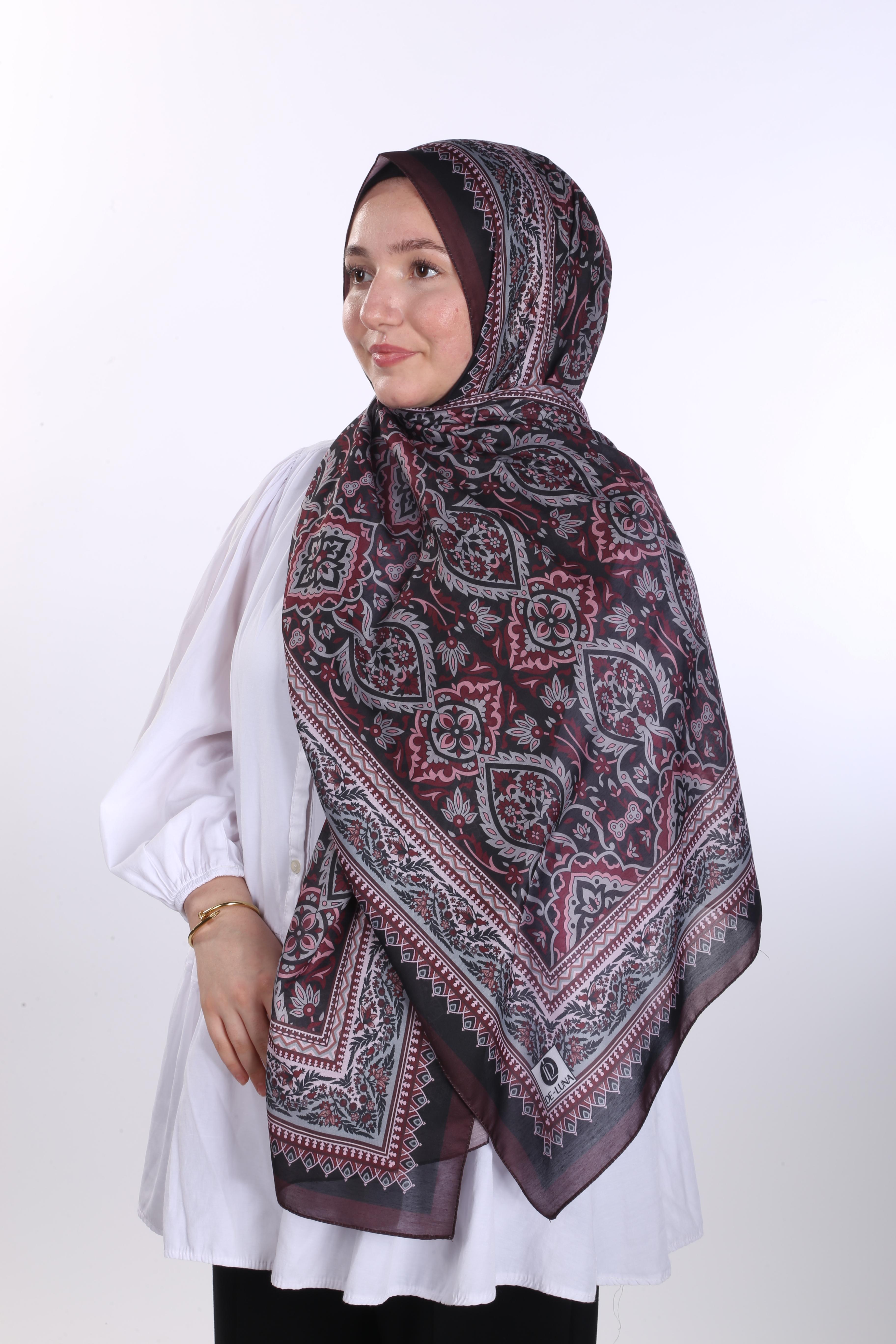 Leyal Desen Soft Şal - Bordo