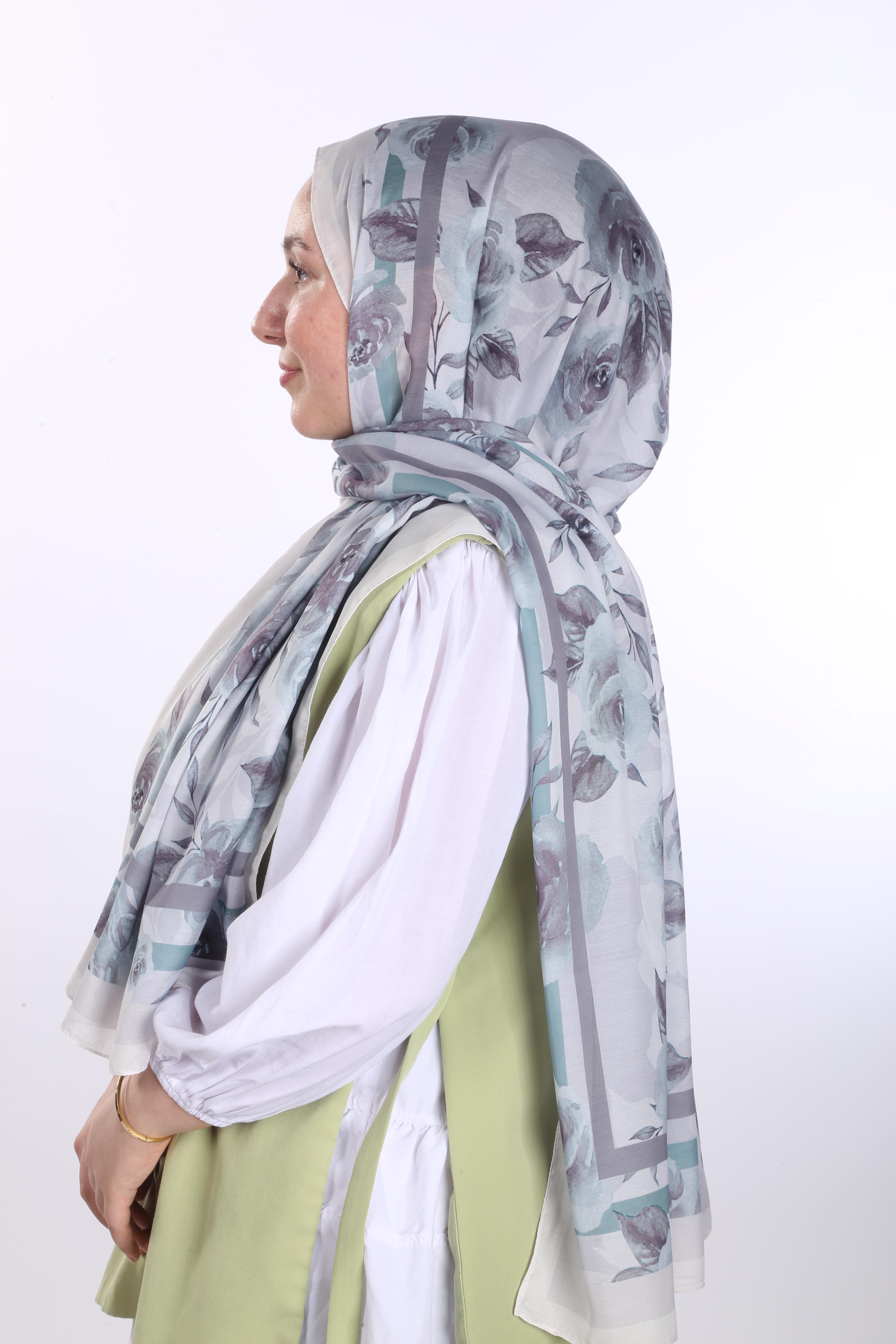 Asmin Desen Soft Şal - Yeşil Bej