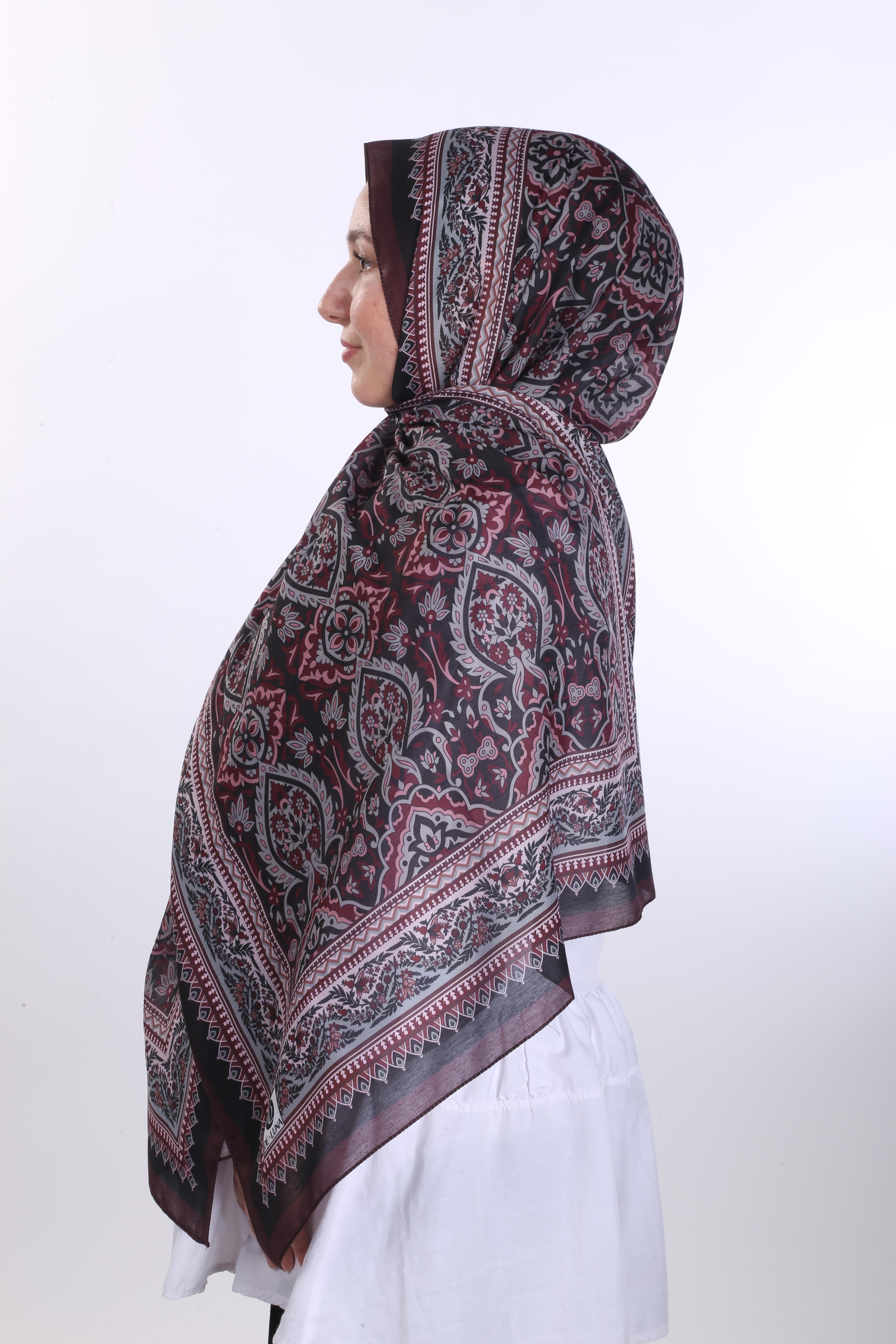 Leyal Desen Soft Şal - Bordo