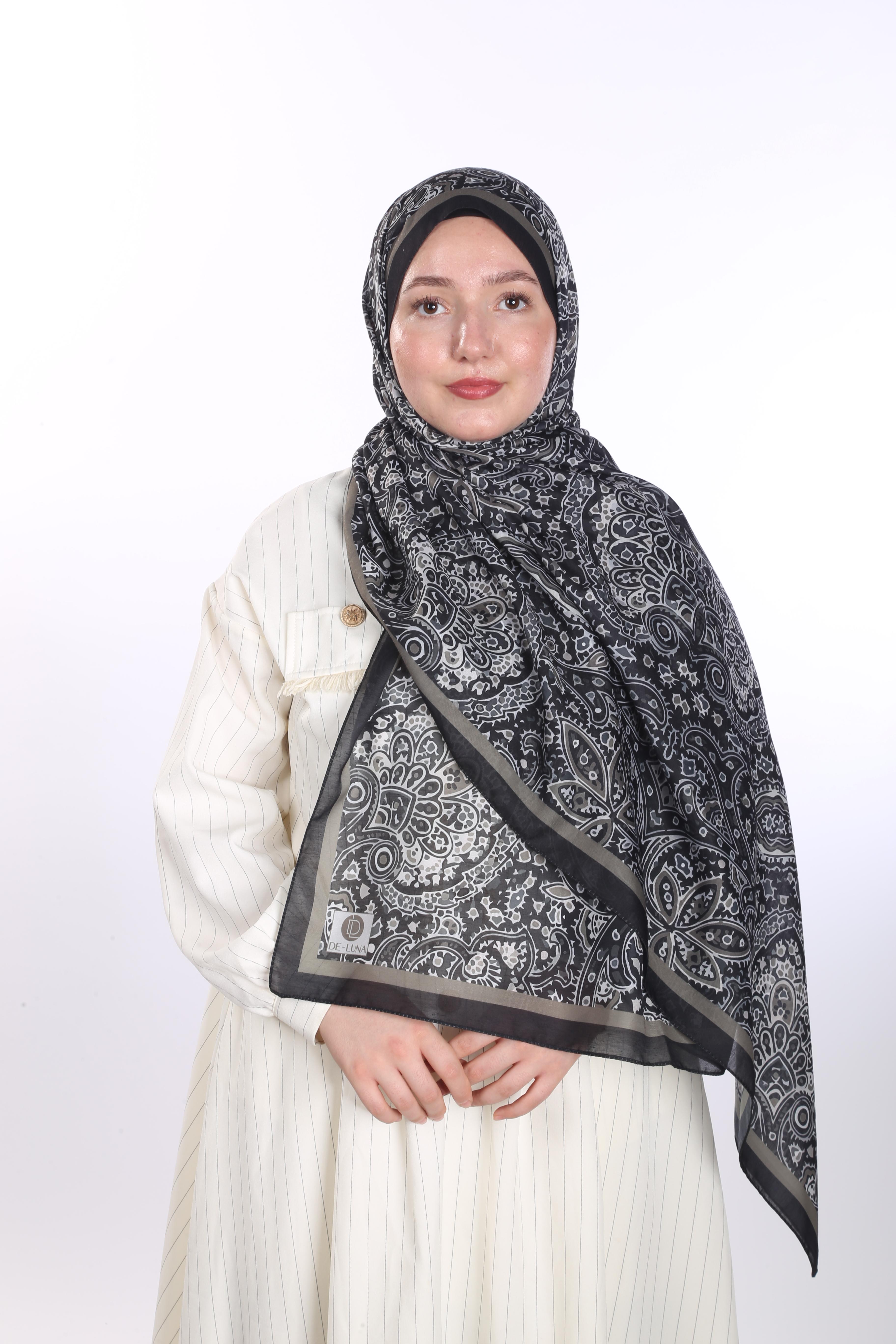Laila Desen Soft Şal - Gece Siyah