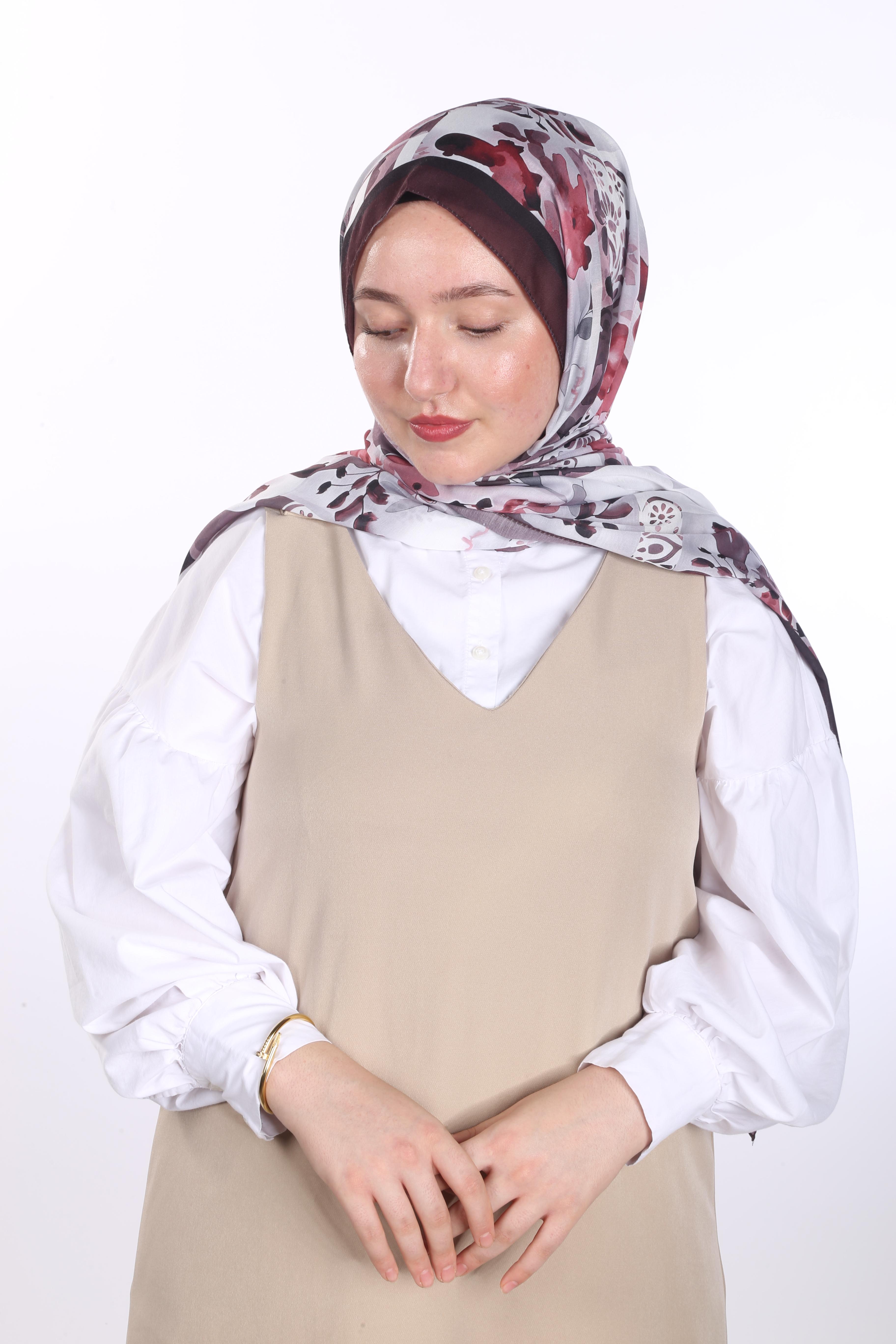 Floral Desen Soft Şal - Bordo