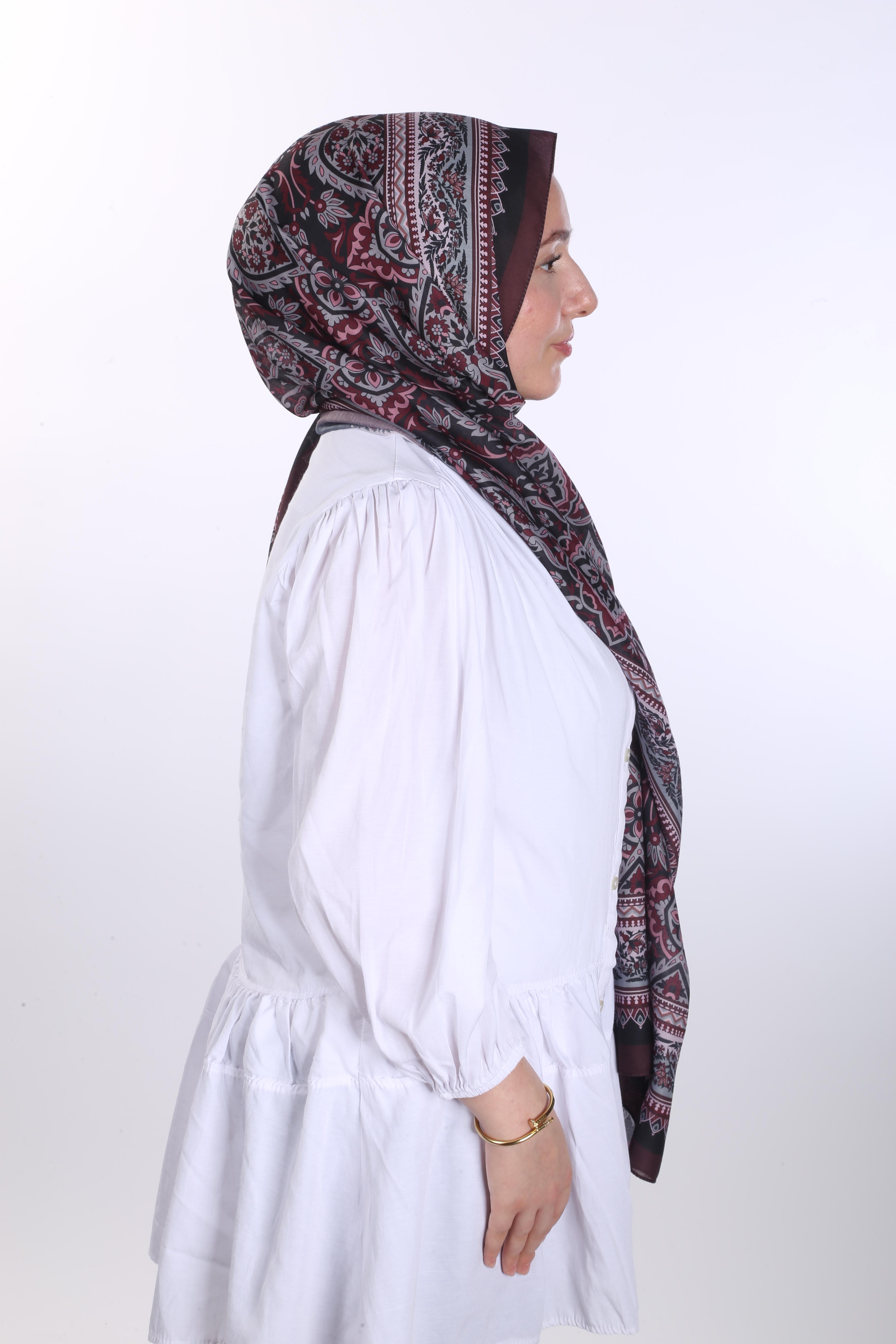 Leyal Desen Soft Şal - Bordo