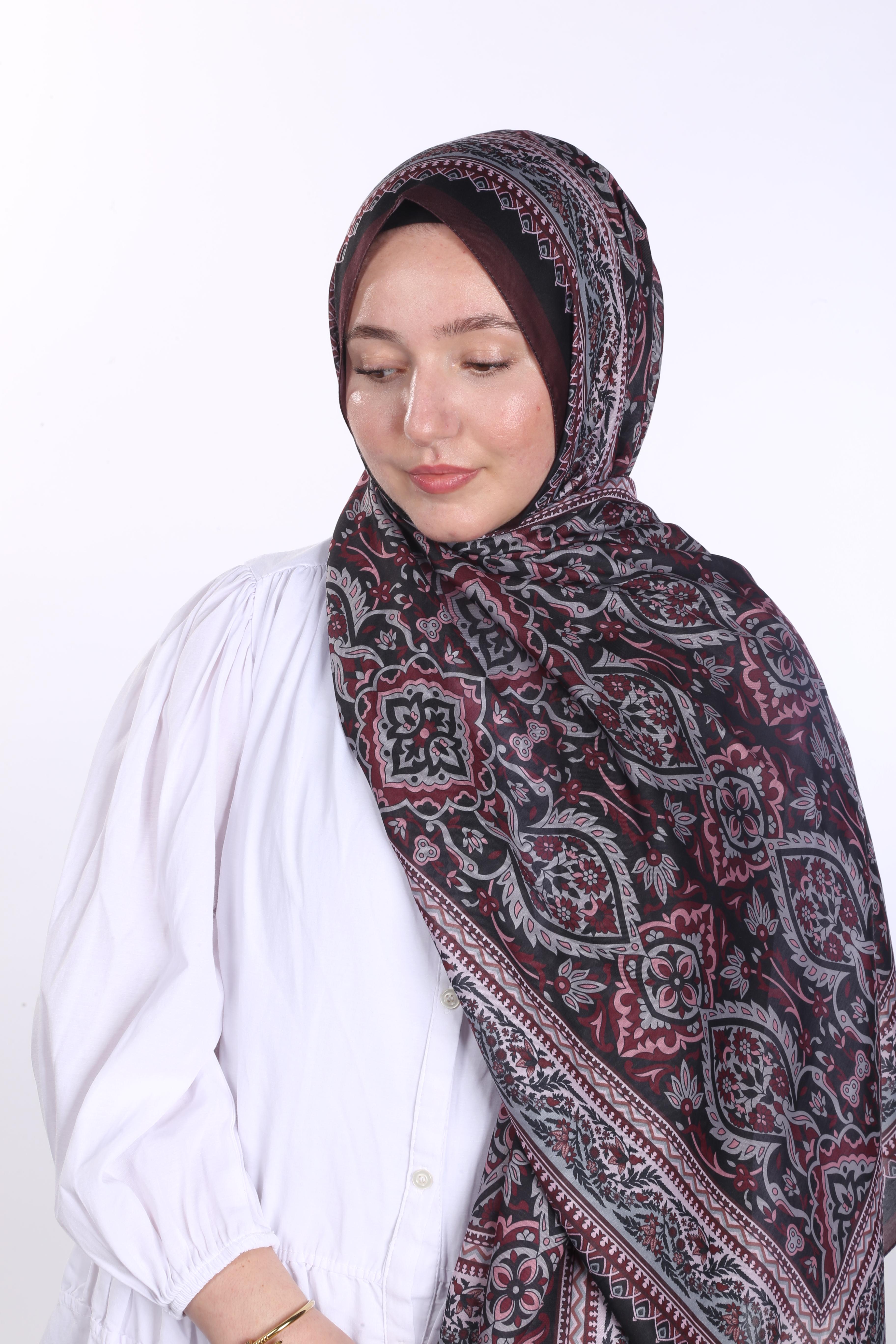 Leyal Desen Soft Şal - Bordo