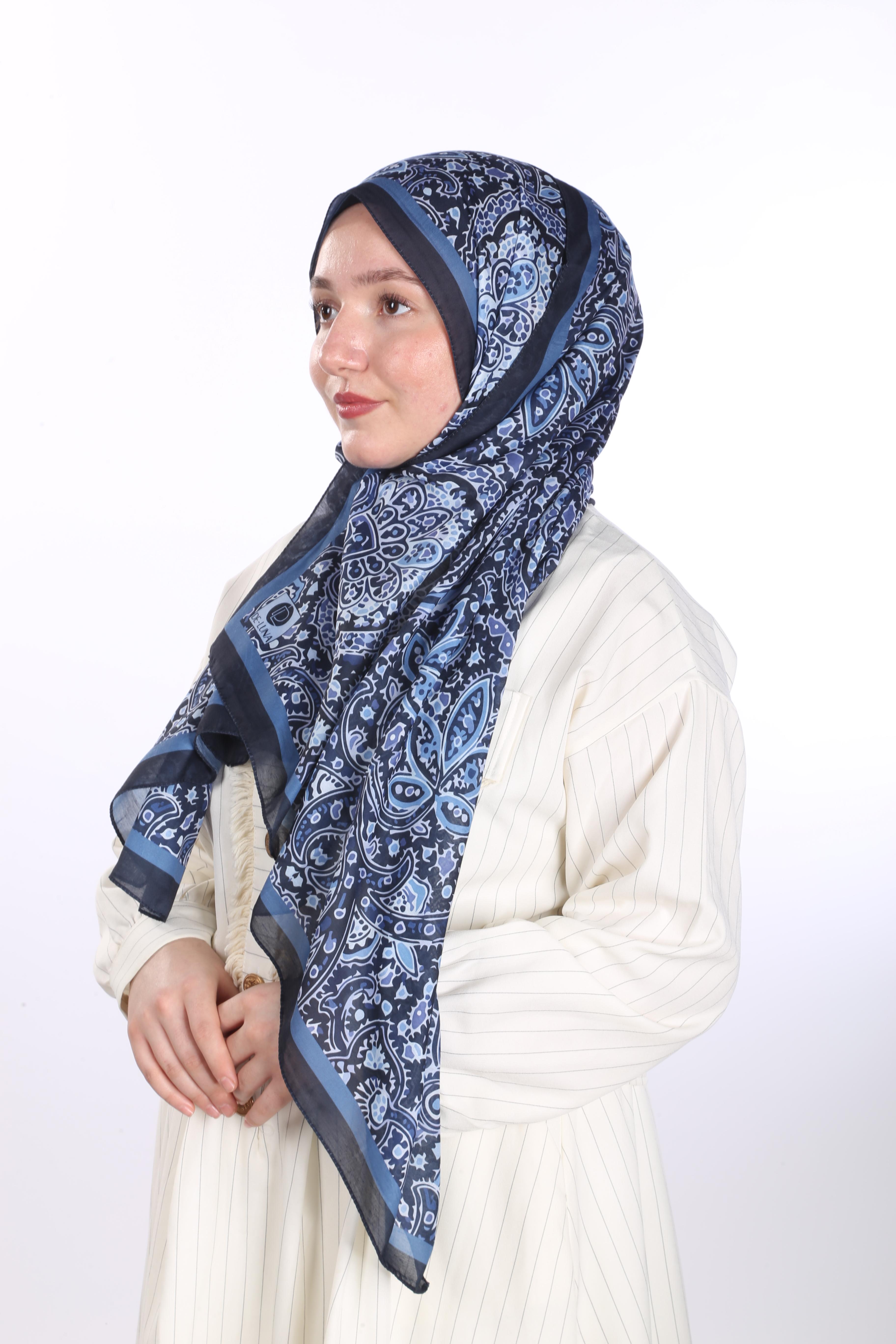 Laila Desen Soft Şal - Lacivert