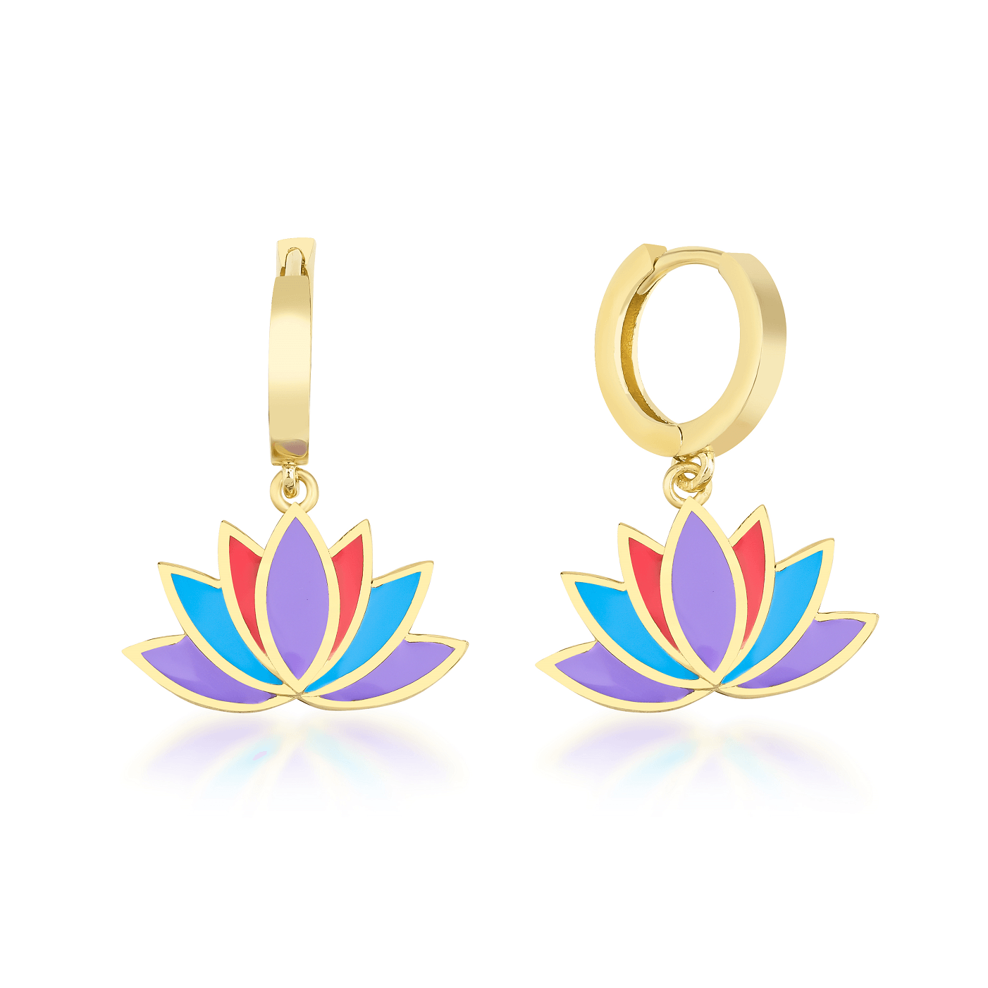 Lotus Enamel Hoop Earring