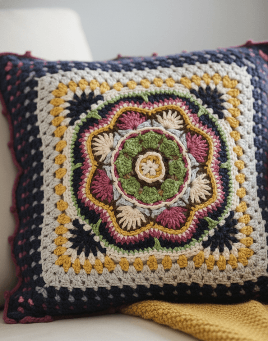 Mandala Kırlent (Lacivert)