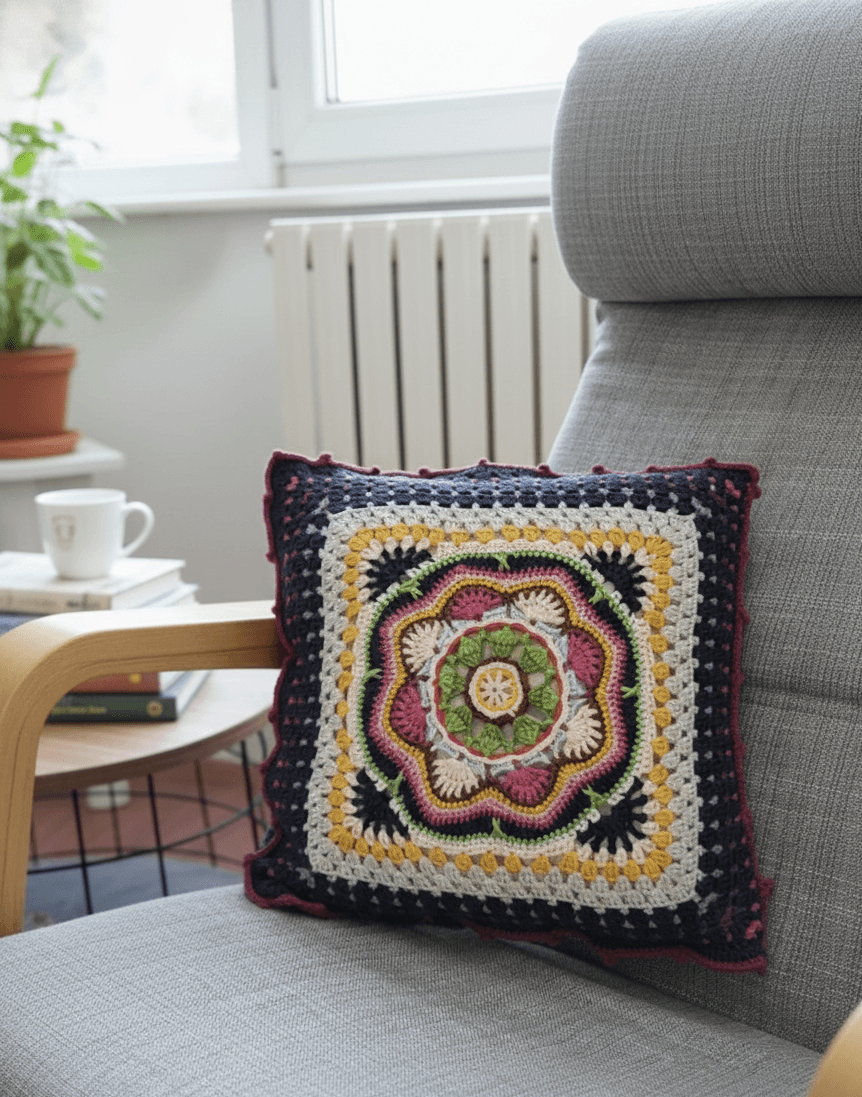 Mandala Kırlent (Lacivert)