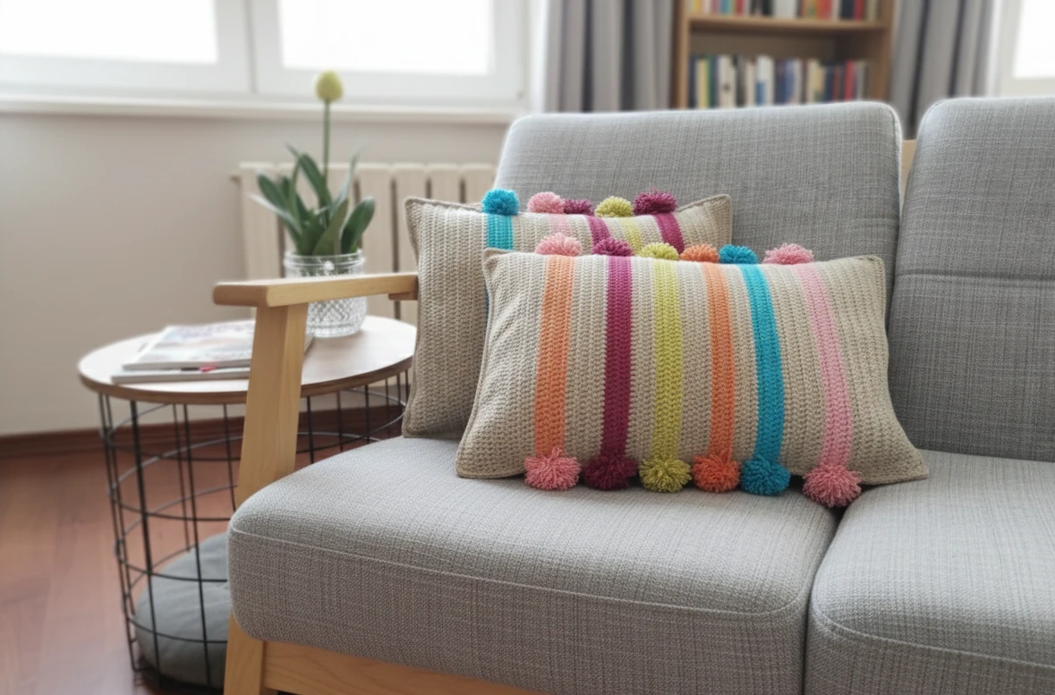 Ponponlu Uzun Kırlent