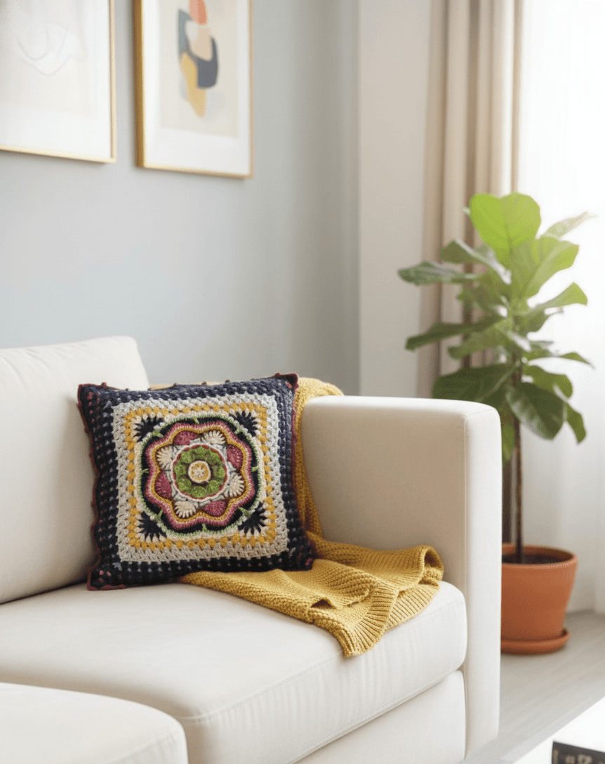 Mandala Kırlent (Lacivert)