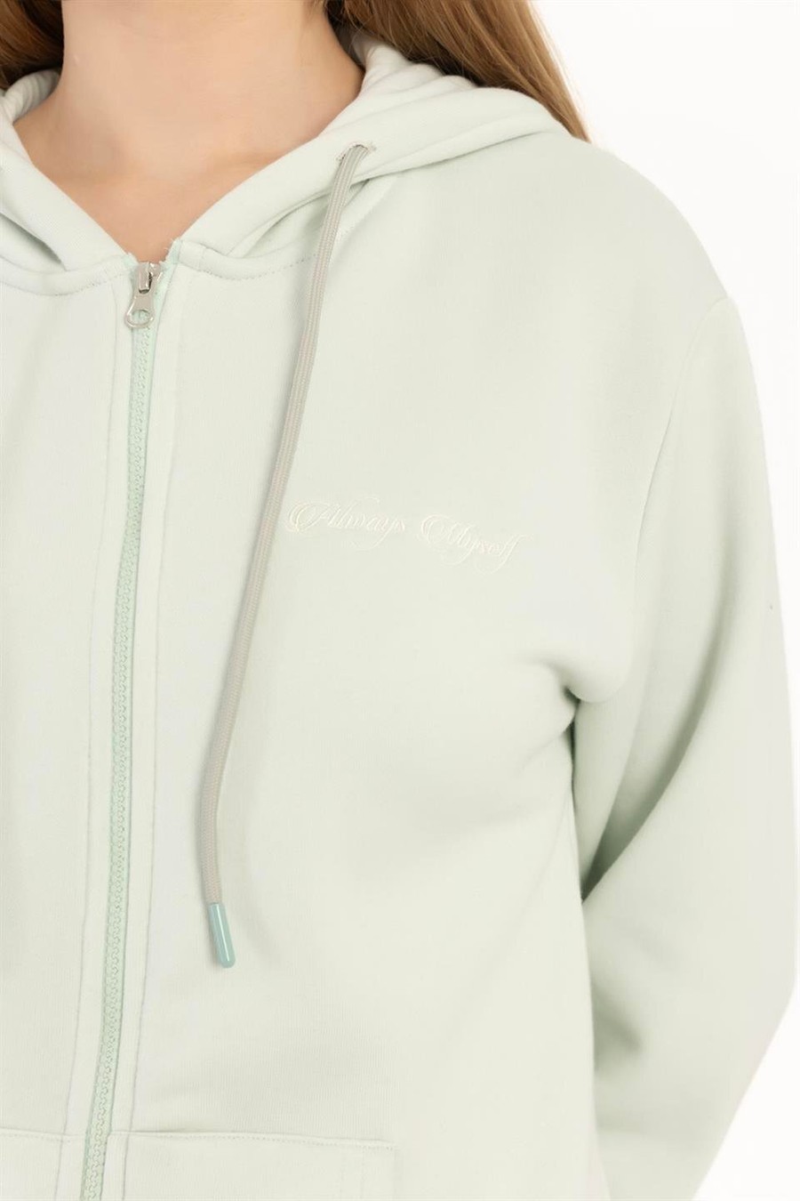 Kadın Fermuarlı Regular Fit Sweatshirt Mint Renksiz Kadın Fermuarlı Regular Fit Sweatshirt Mint Renksiz