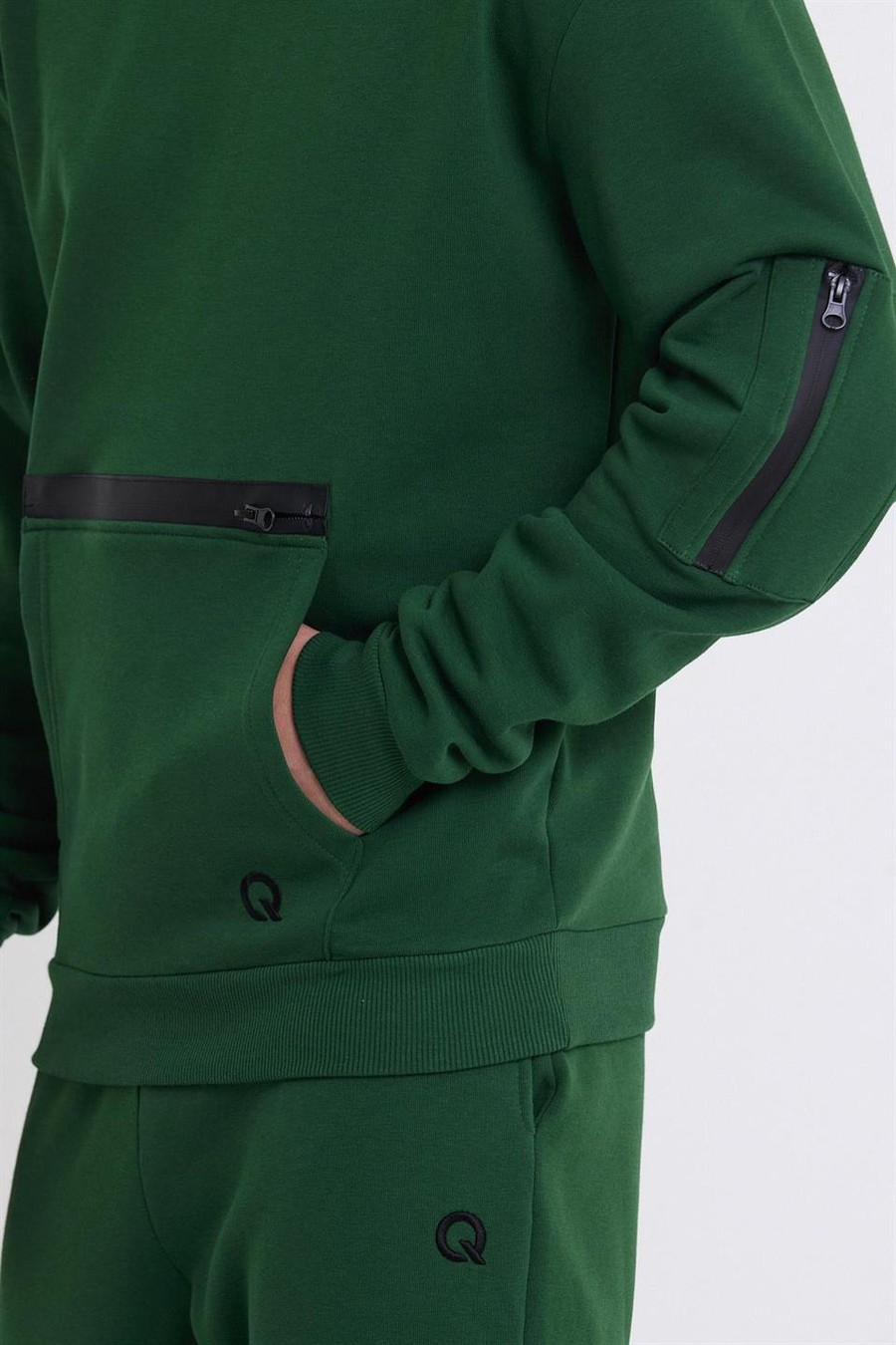 Erkek Fermuar Detaylı Sweatshirt Yeşil Renksiz Erkek Fermuar Detaylı Sweatshirt Yeşil Renksiz