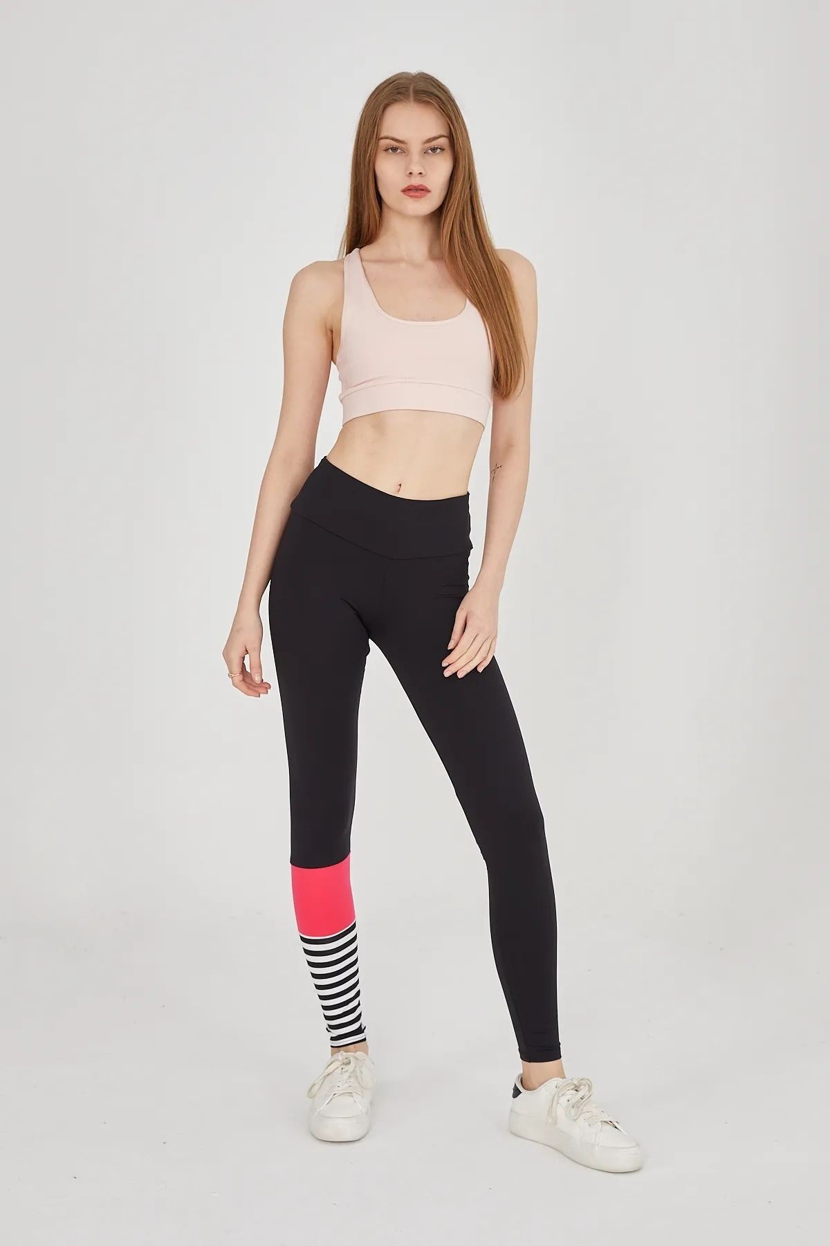 Kadın Yüksek Bel Toparlayıcı Spor Tayt Pembe