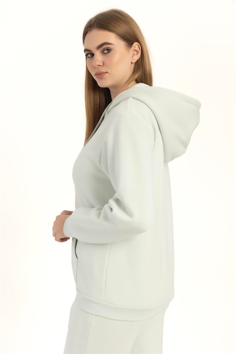 Kadın Fermuarlı Regular Fit Sweatshirt Mint Renksiz Kadın Fermuarlı Regular Fit Sweatshirt Mint Renksiz