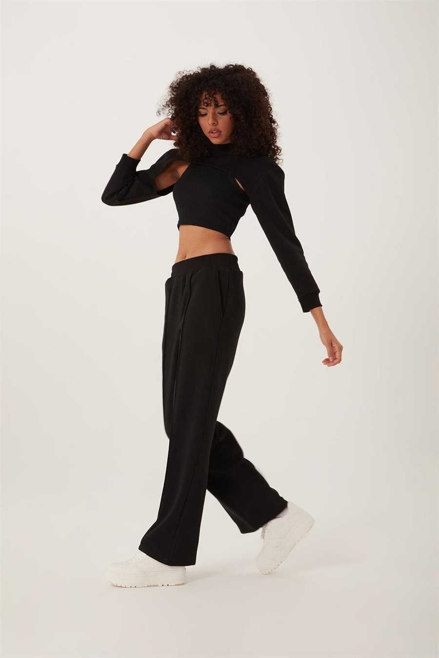 Kadın Oversize Crop  Siyah Renksiz