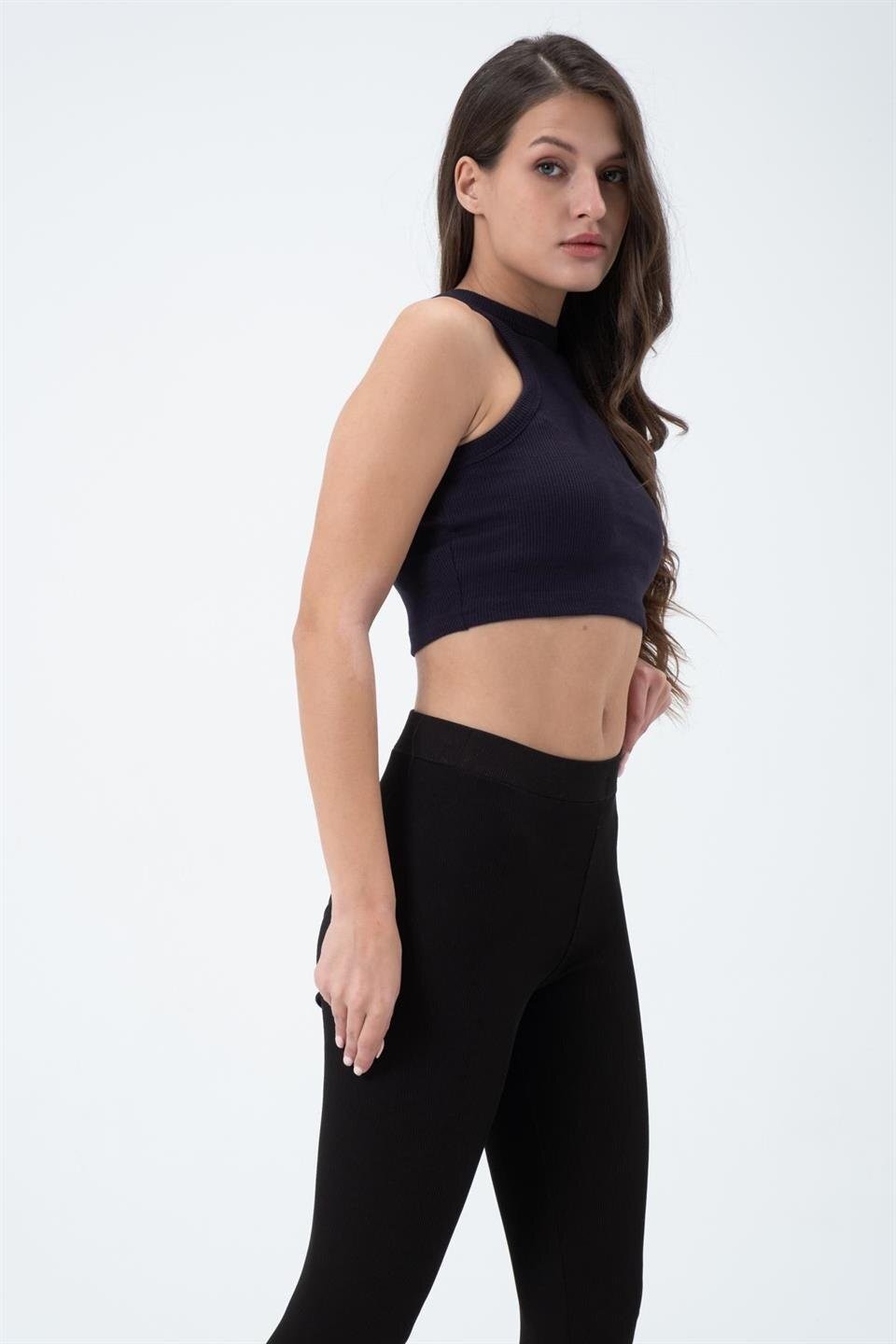 Kadın Kaşkorse Crop Atlet  Lacivert