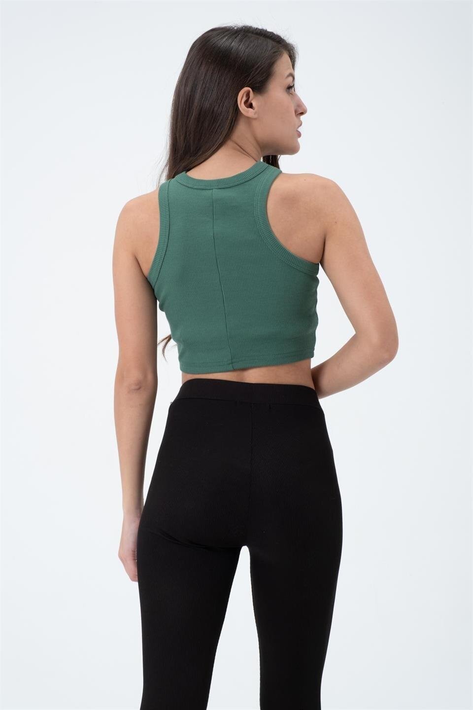 Kadın Kaşkorse Crop Atlet   Yeşil