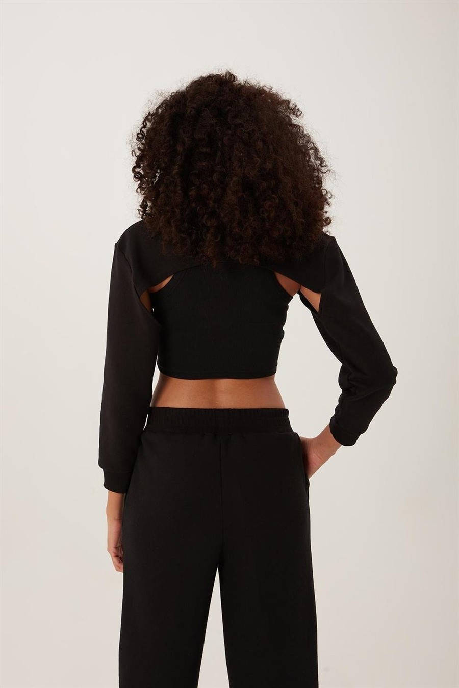 Kadın Oversize Crop  Siyah Renksiz