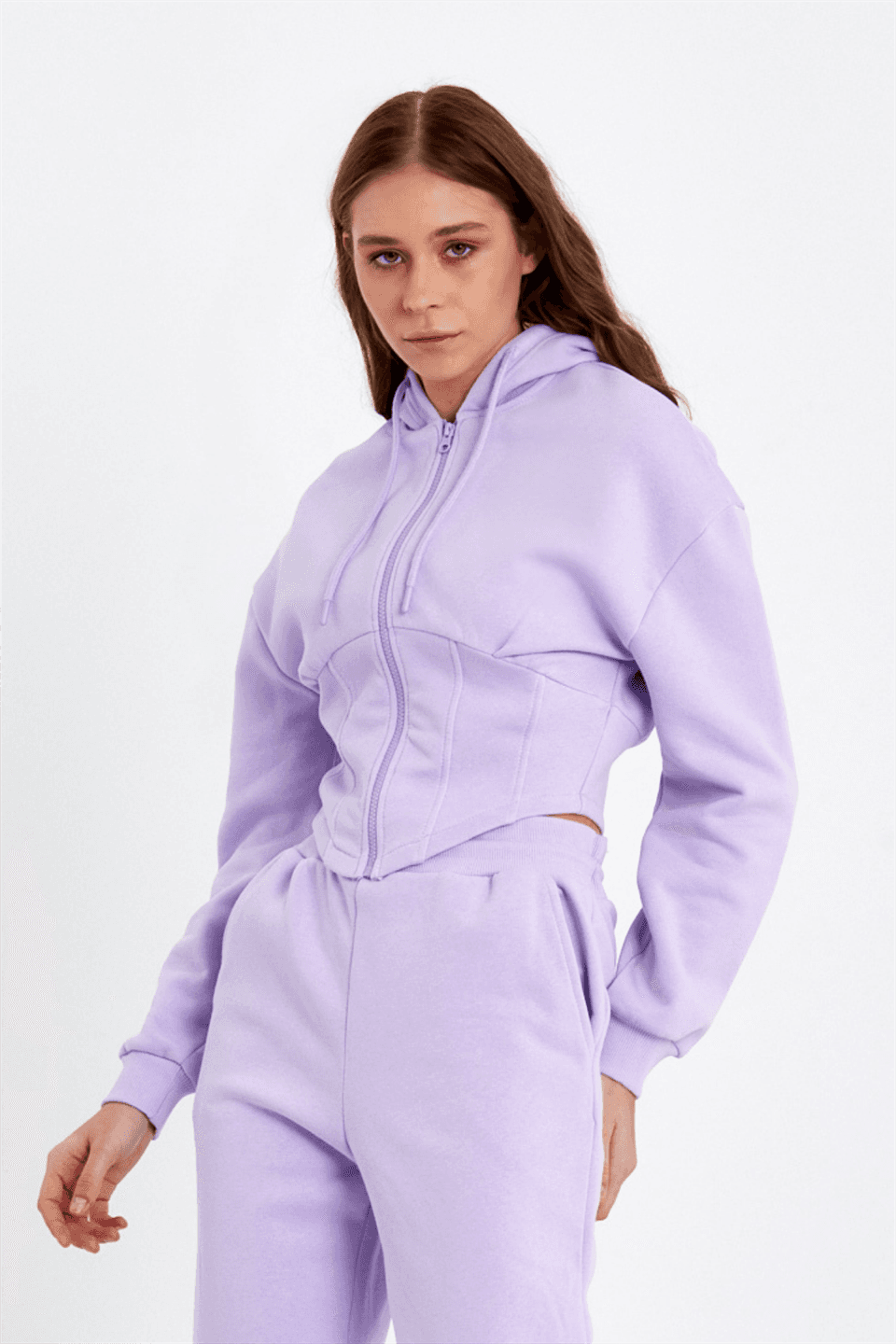 Kadın Korse Detaylı Sweatshirt  Lila