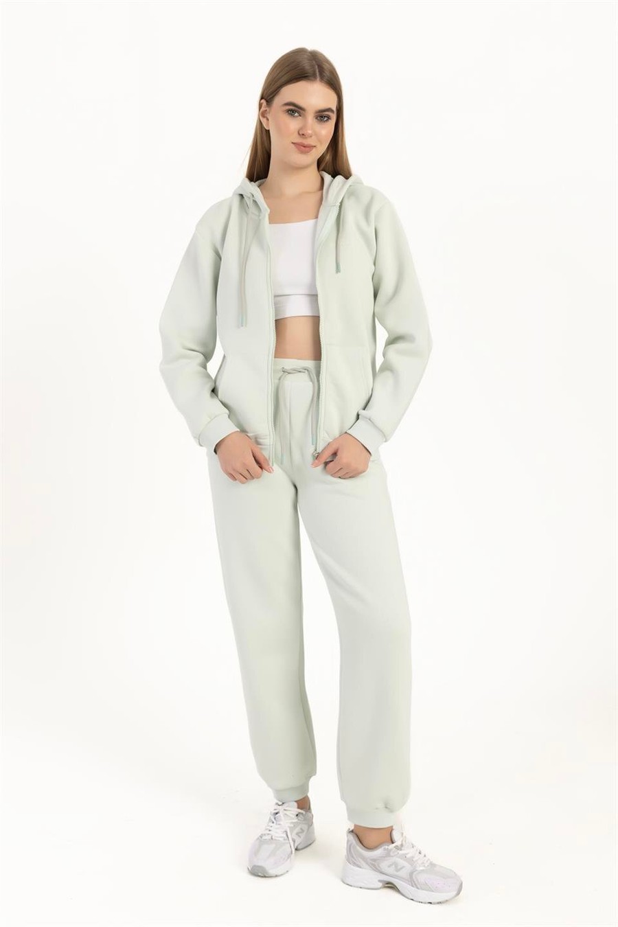 Kadın Fermuarlı Regular Fit Sweatshirt Mint Renksiz Kadın Fermuarlı Regular Fit Sweatshirt Mint Renksiz