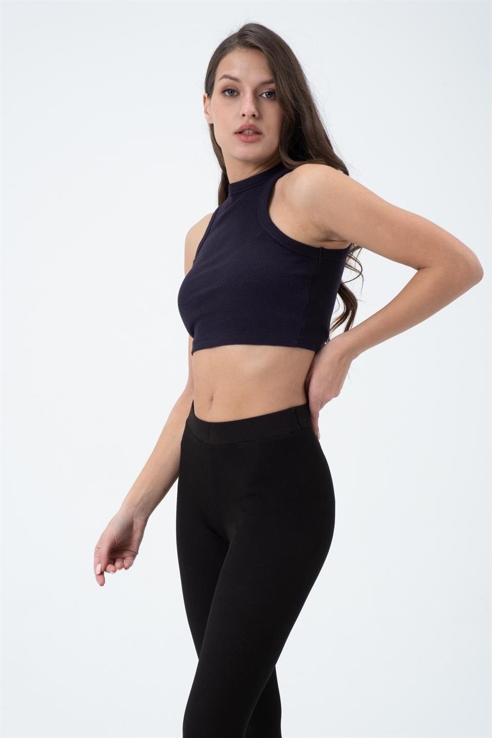 Kadın Kaşkorse Crop Atlet  Lacivert