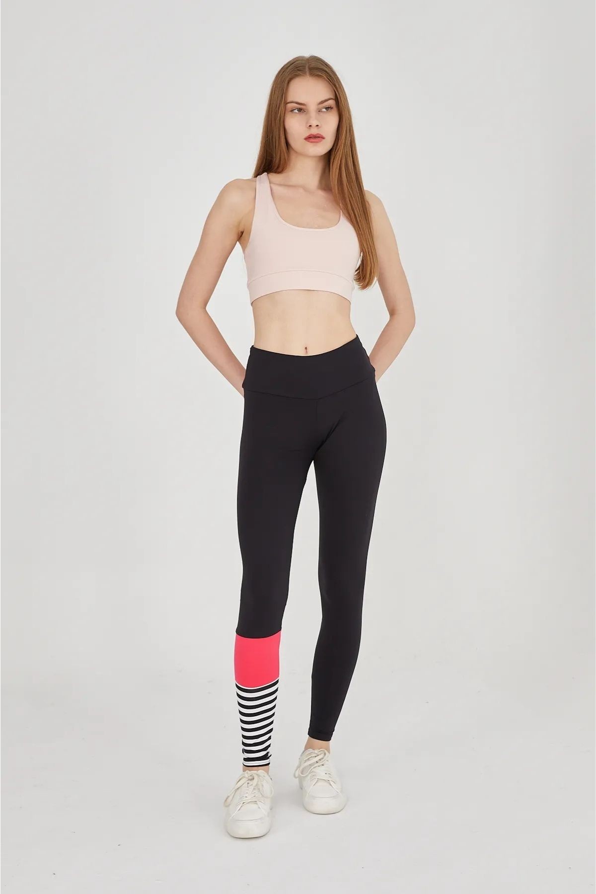 Kadın Yüksek Bel Toparlayıcı Spor Tayt Pembe