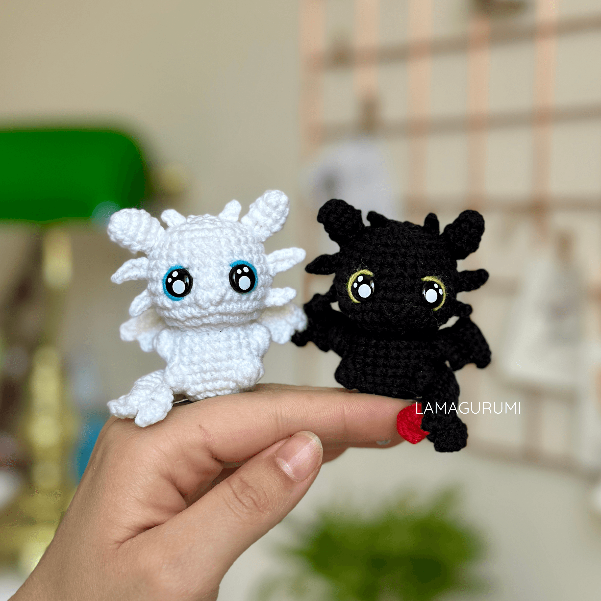 Crochet Pattern for Dark Dragon & White Dragon Amigurumi (PDF) (English)