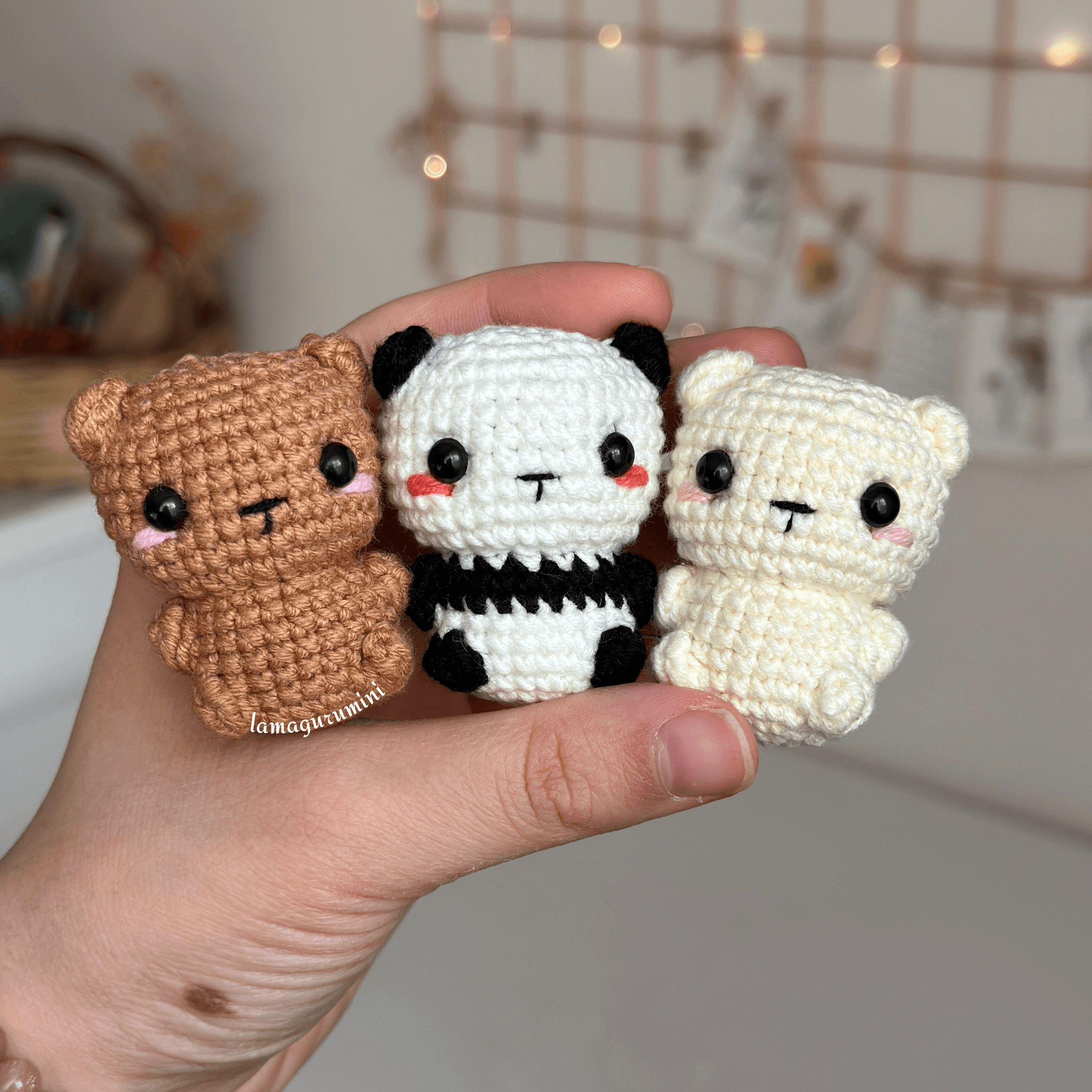 Baby Panda & Bear No-sew Amigurumi Crochet Pattern (PDF) (English)