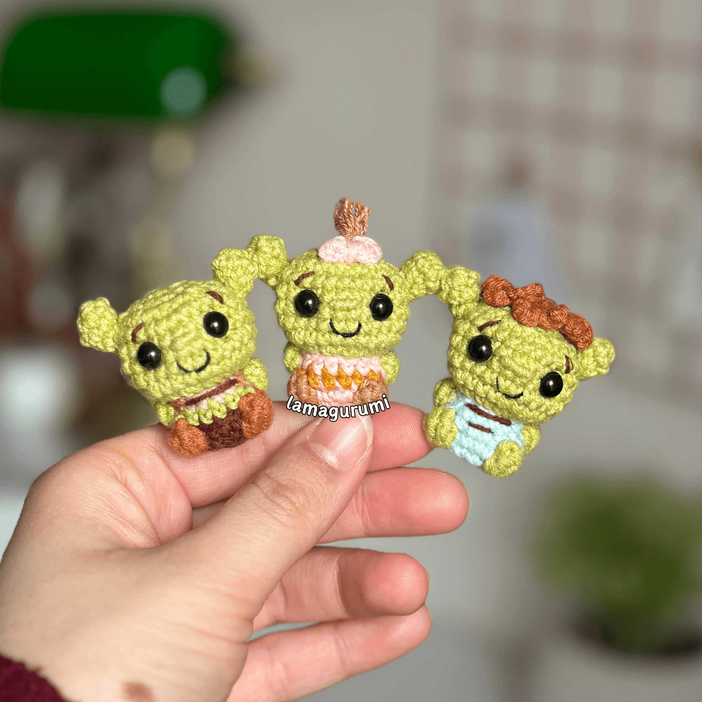 Crochet Pattern For Green Baby Ogres (PDF) (English)