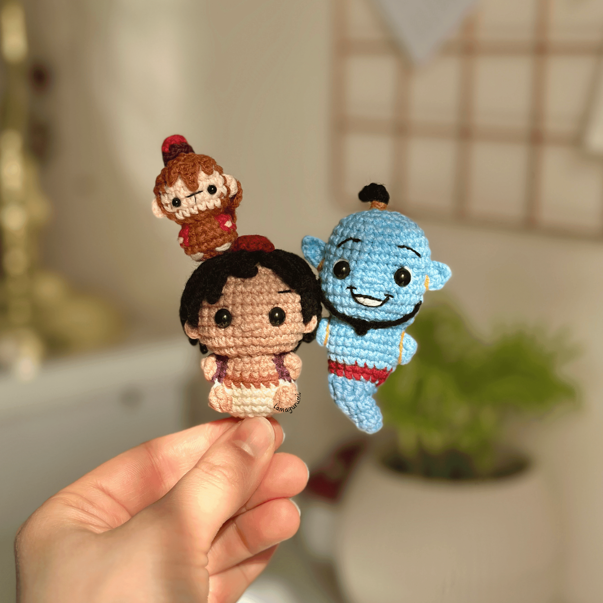 Crochet Pattern for magic Lamp boy, Cheeky monkey and Lamp spirit Amigurumi (PDF) (English)