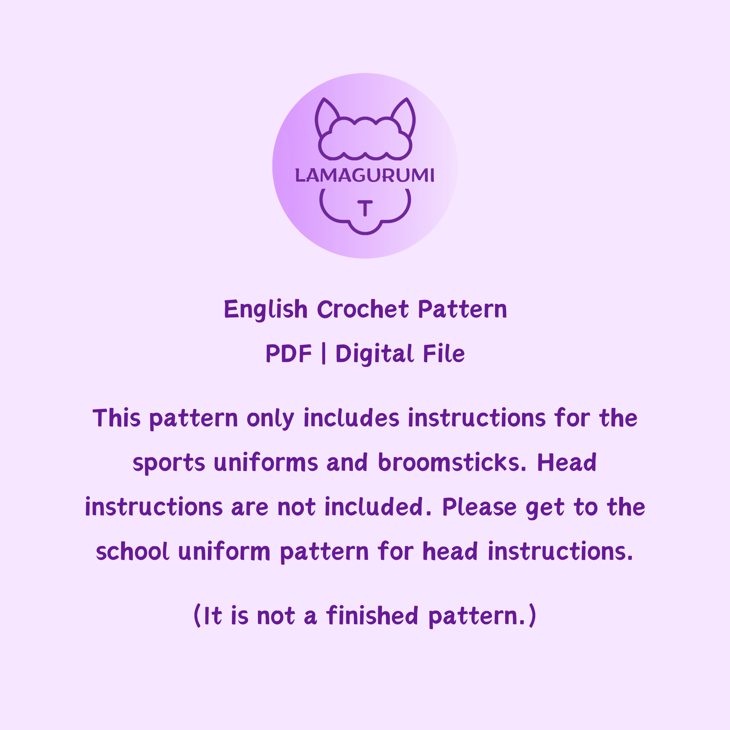 Crochet Pattern for Magical Sports Uniform & Broomsticks Amigurumi (Please read the second image carefully)(PDF) (English)