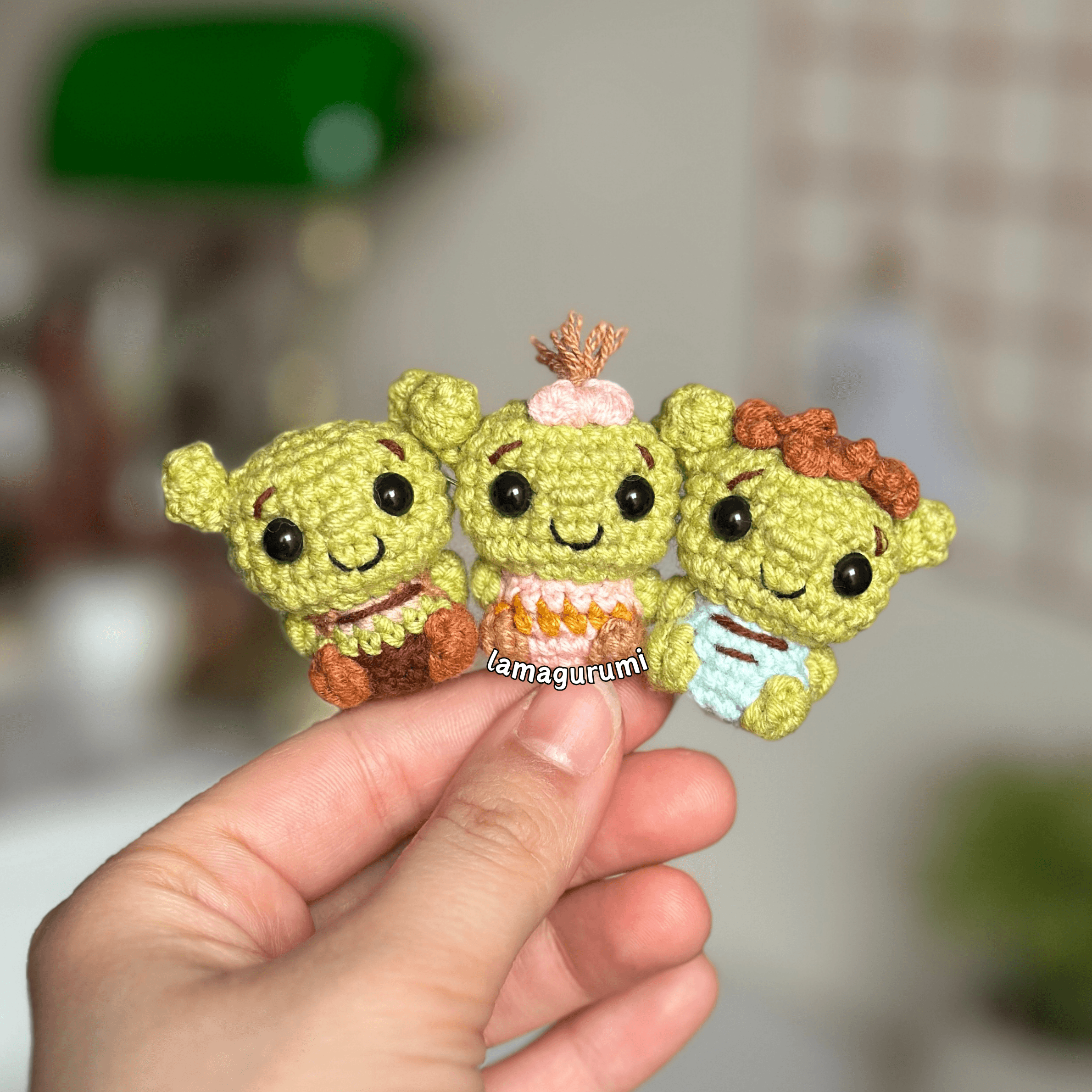 Crochet Pattern For Green Baby Ogres (PDF) (English)
