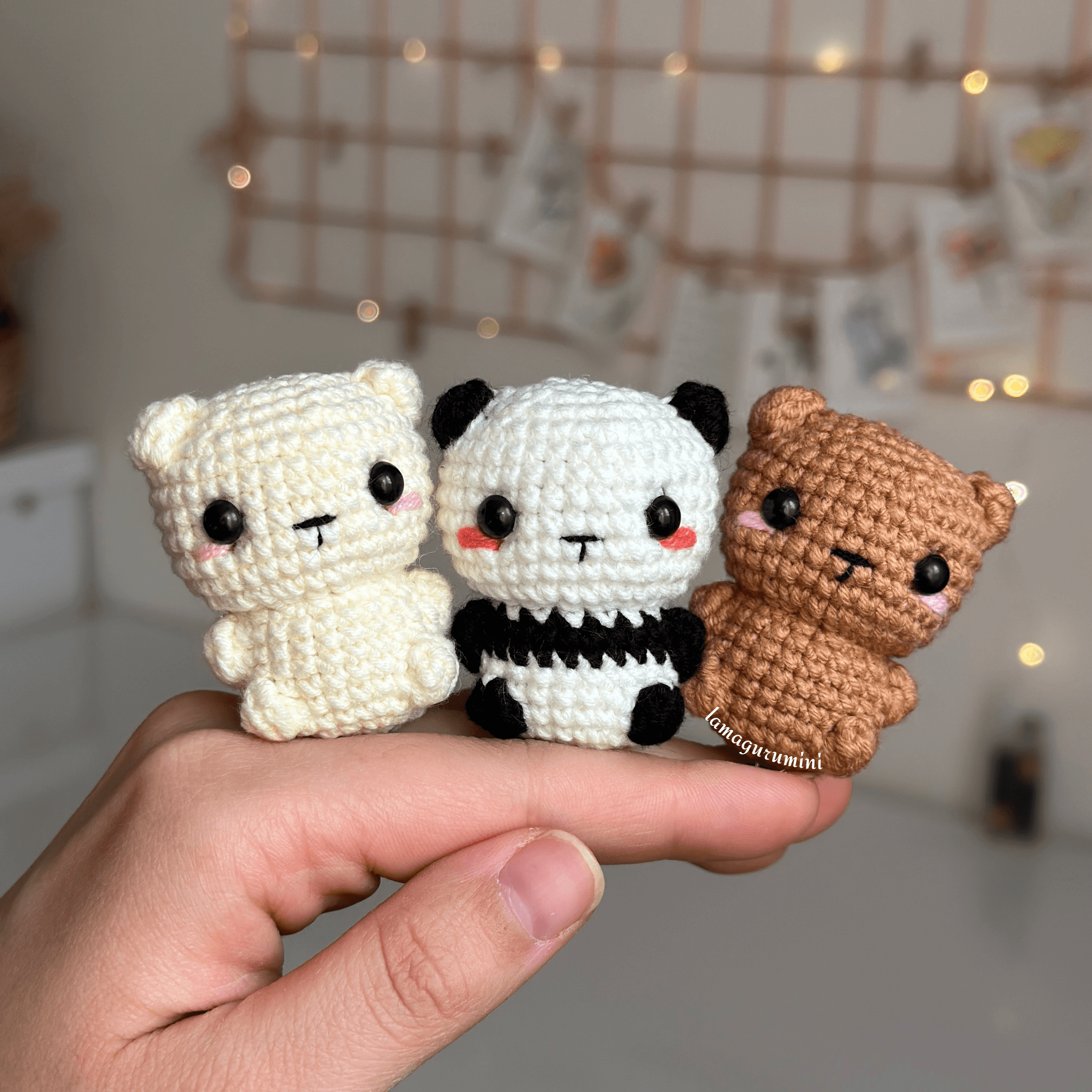 Baby Panda & Bear No-sew Amigurumi Crochet Pattern (PDF) (English)