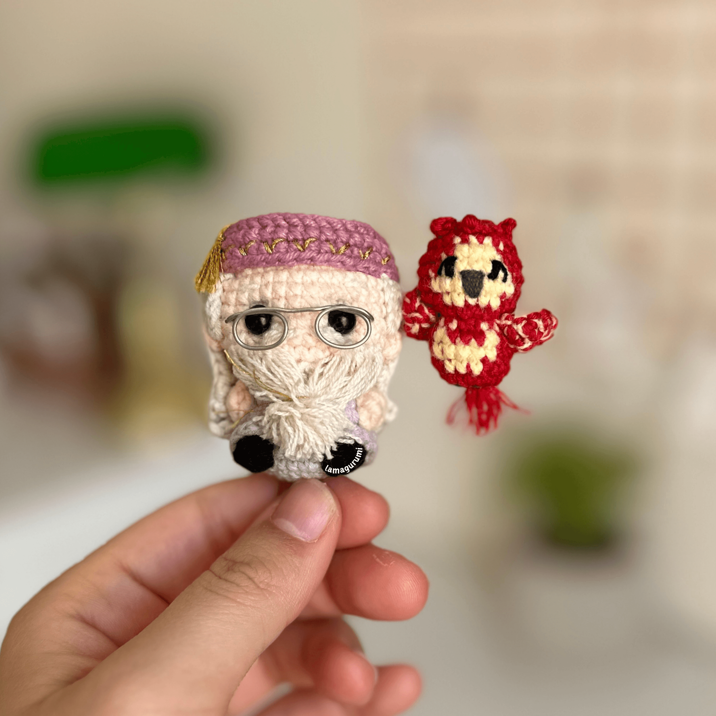 Crochet Pattern for Old Wizard & Phoenix Amigurumi (PDF) (English)