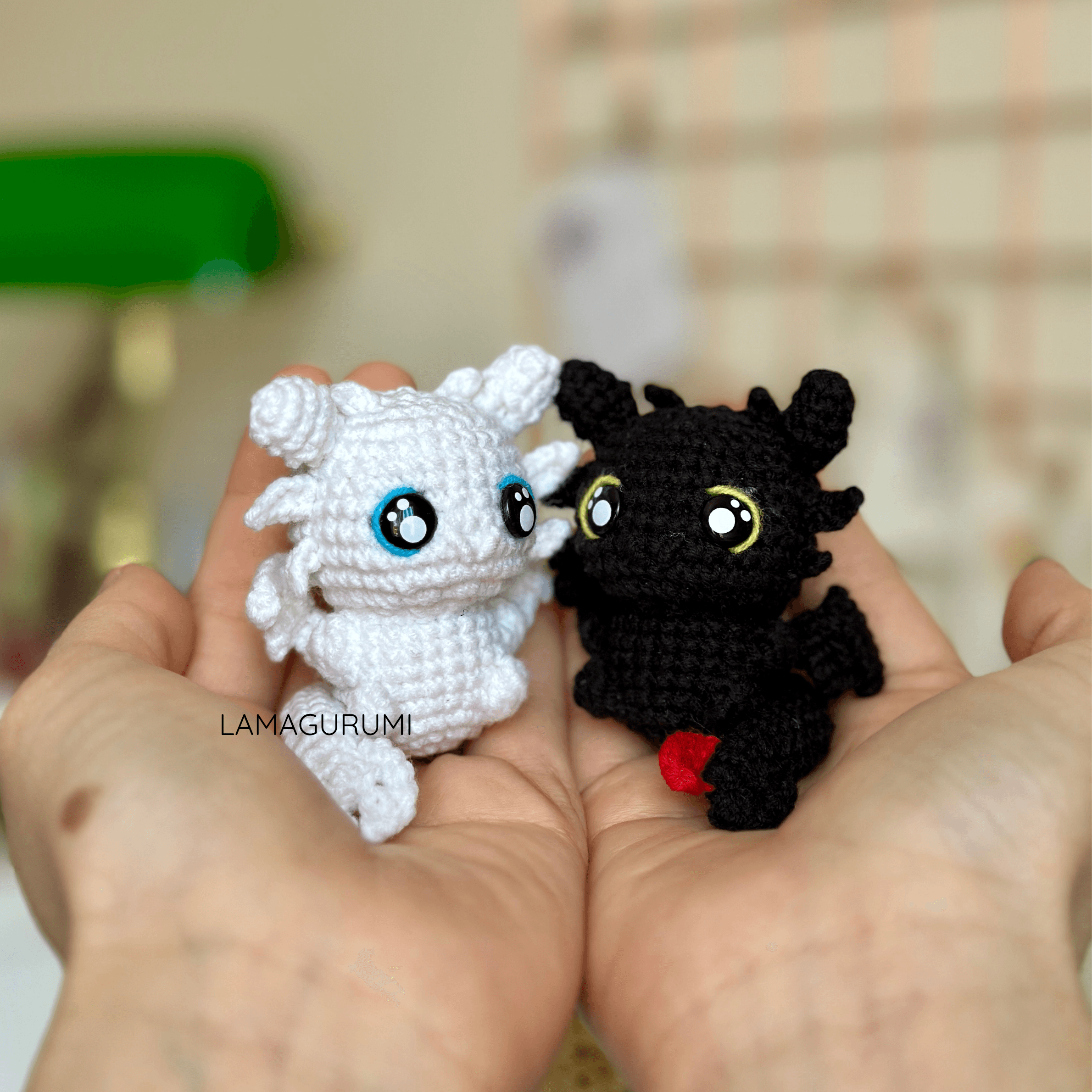 Crochet Pattern for Dark Dragon & White Dragon Amigurumi (PDF) (English)