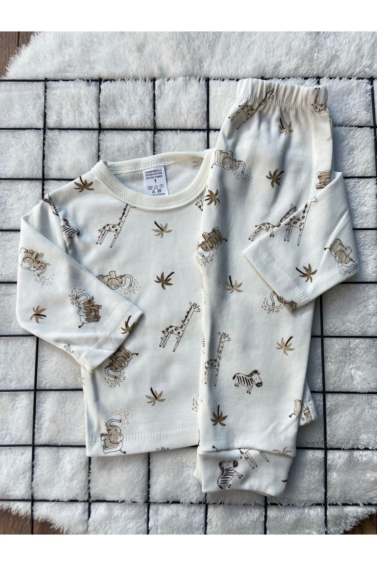 %100 PAMUKLU Yandan Çıtçıtlı Uzun Kollu Bebek Pijama Takımı - 5