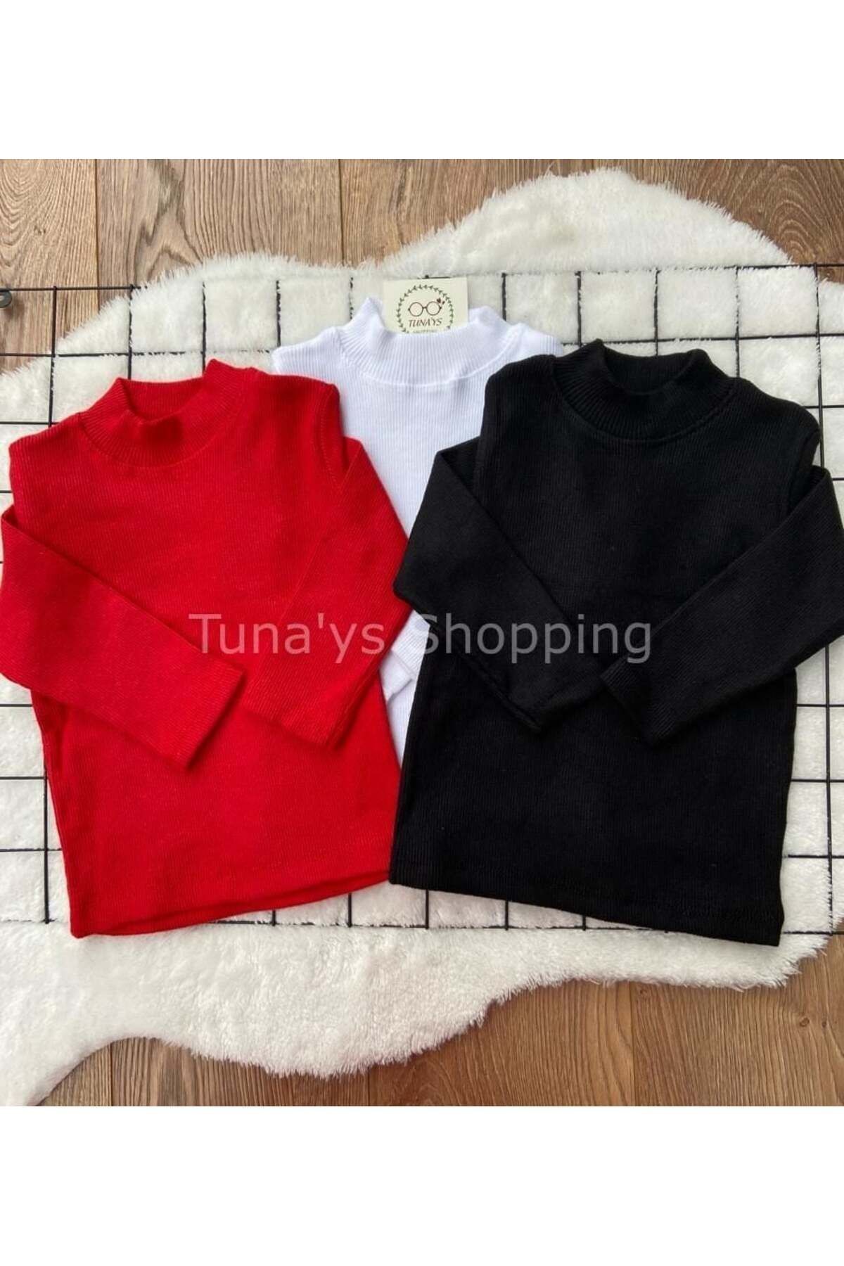 Fitilli Raporlu Çocuk Badi 3'lü Set Siyah Beyaz Kırmızı (Yw8G72fVS1HZq)