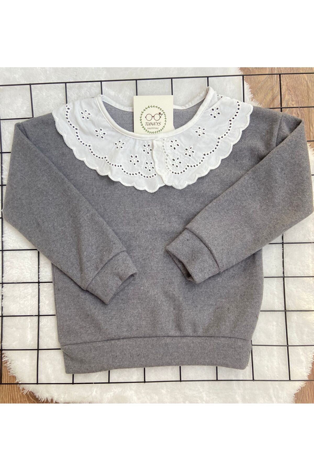 Önlük Yakalı Çocuk Sweatshirt Oversize Kalıp