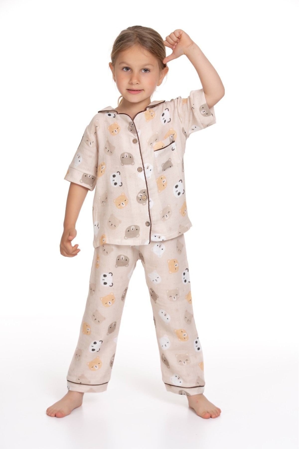 %100 Organik Çocuk Müslin Pijama Takımı