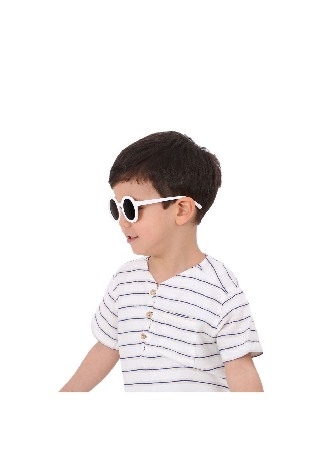 Iskandinav Ithal Model Bebek-çocuk Güneş Gözlüğü Uva400 Korumalı Beyaz Çerçeve Kahverengi Cam