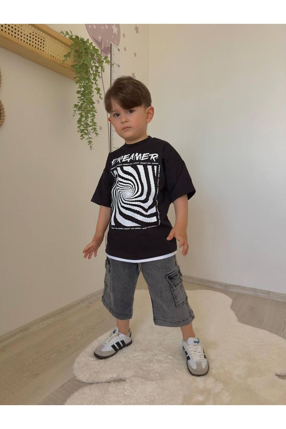 Kargo Cepli Erkek Çocuk Kot Tshirt Takım