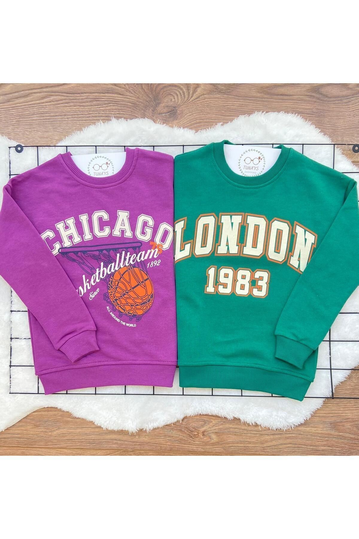 Oversize 2'li Sweatshirt London+Chıcago Baskılı