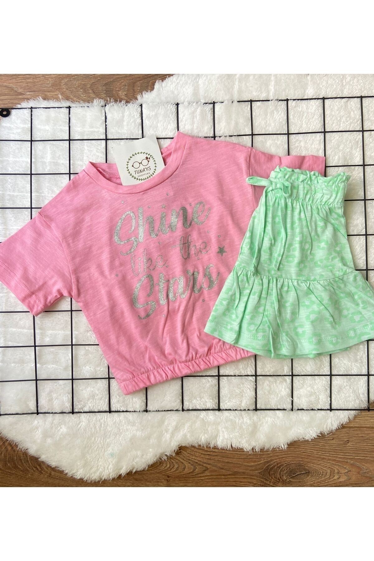 Kız Çocuk Etekli İkili Takım %100 COTTON