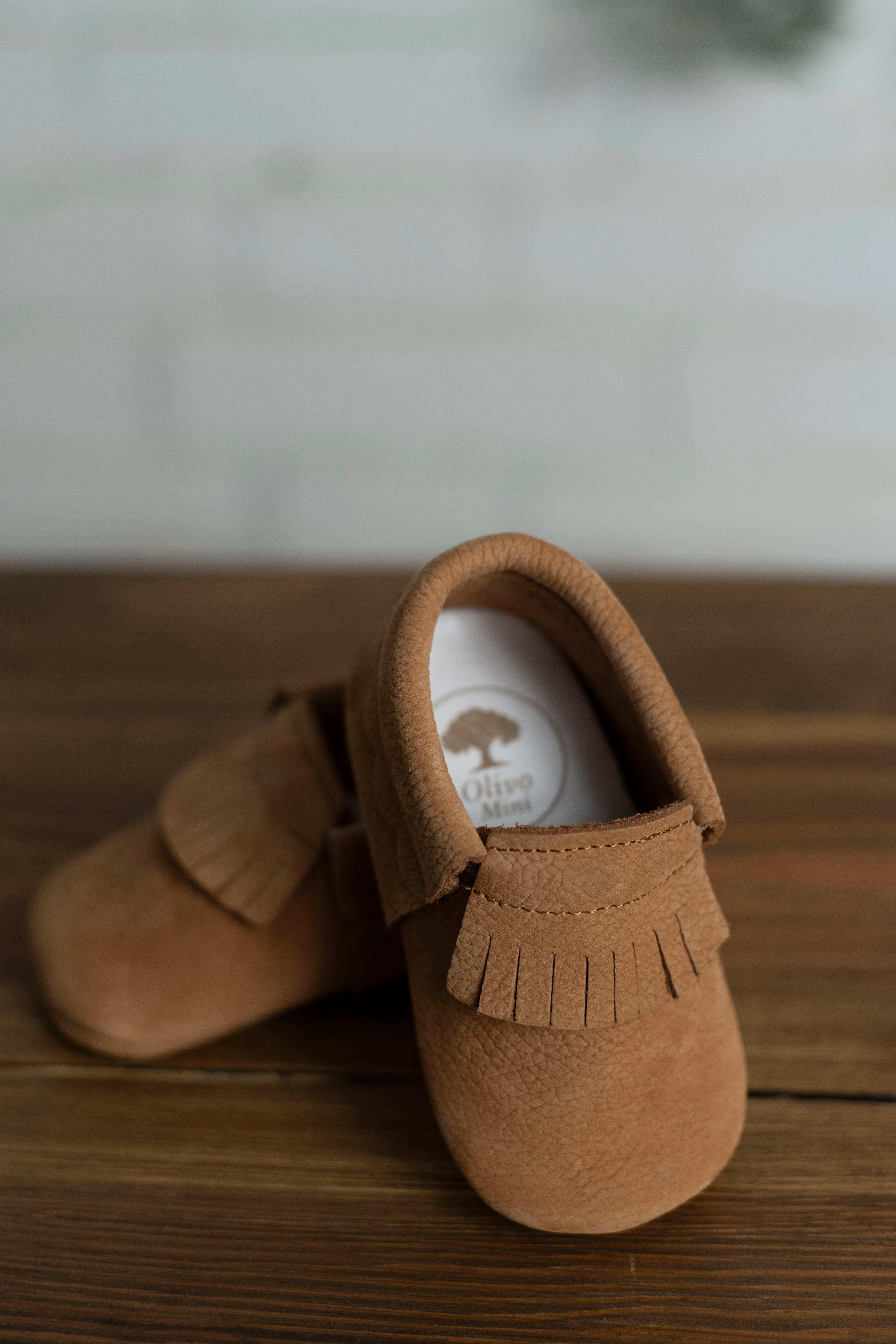 Yeni Doğan Bebek Deri Saçaklı Kahve Ayakkabı