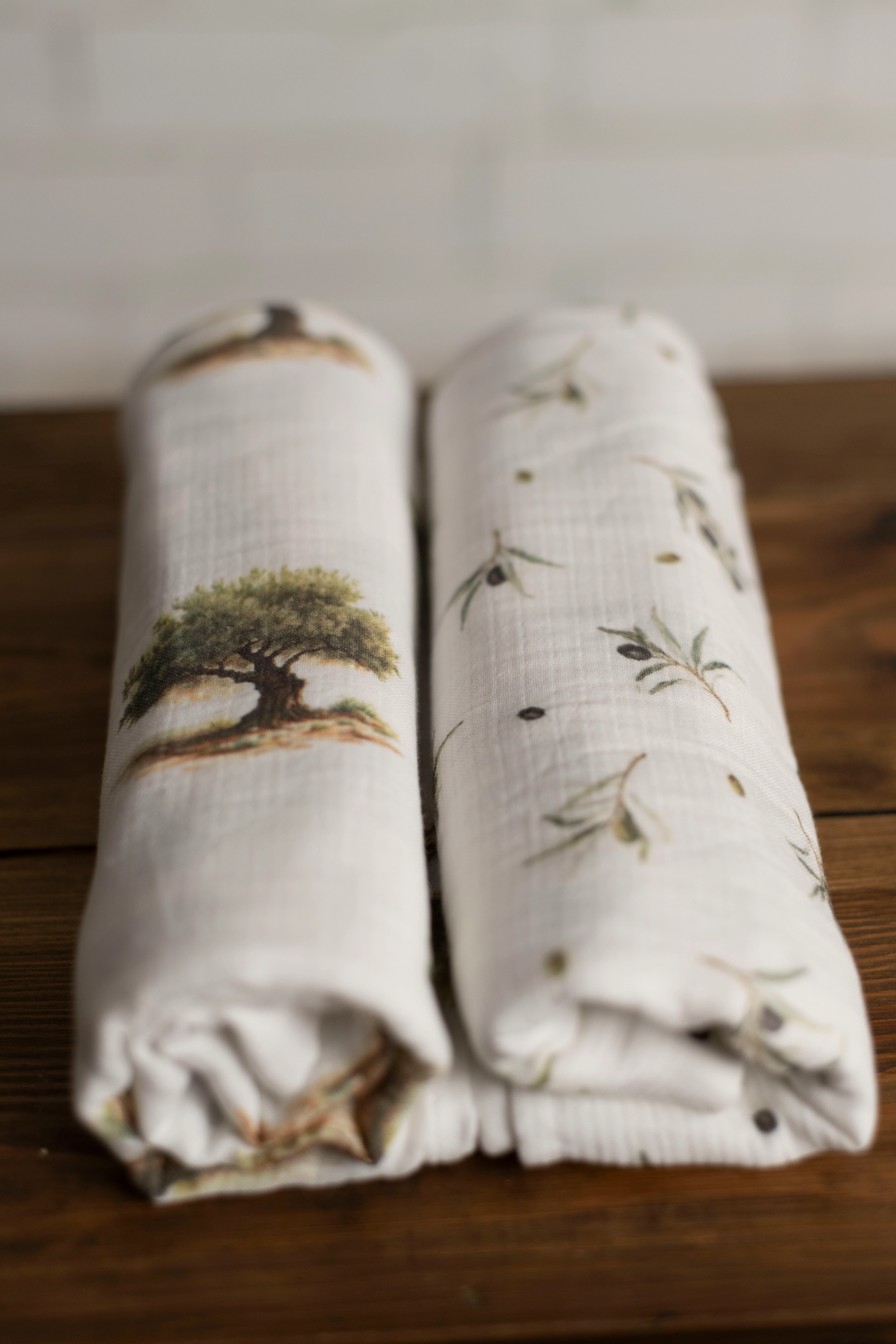 2 Kat Müslin Desenli Örtü - Zeytin Ağacı