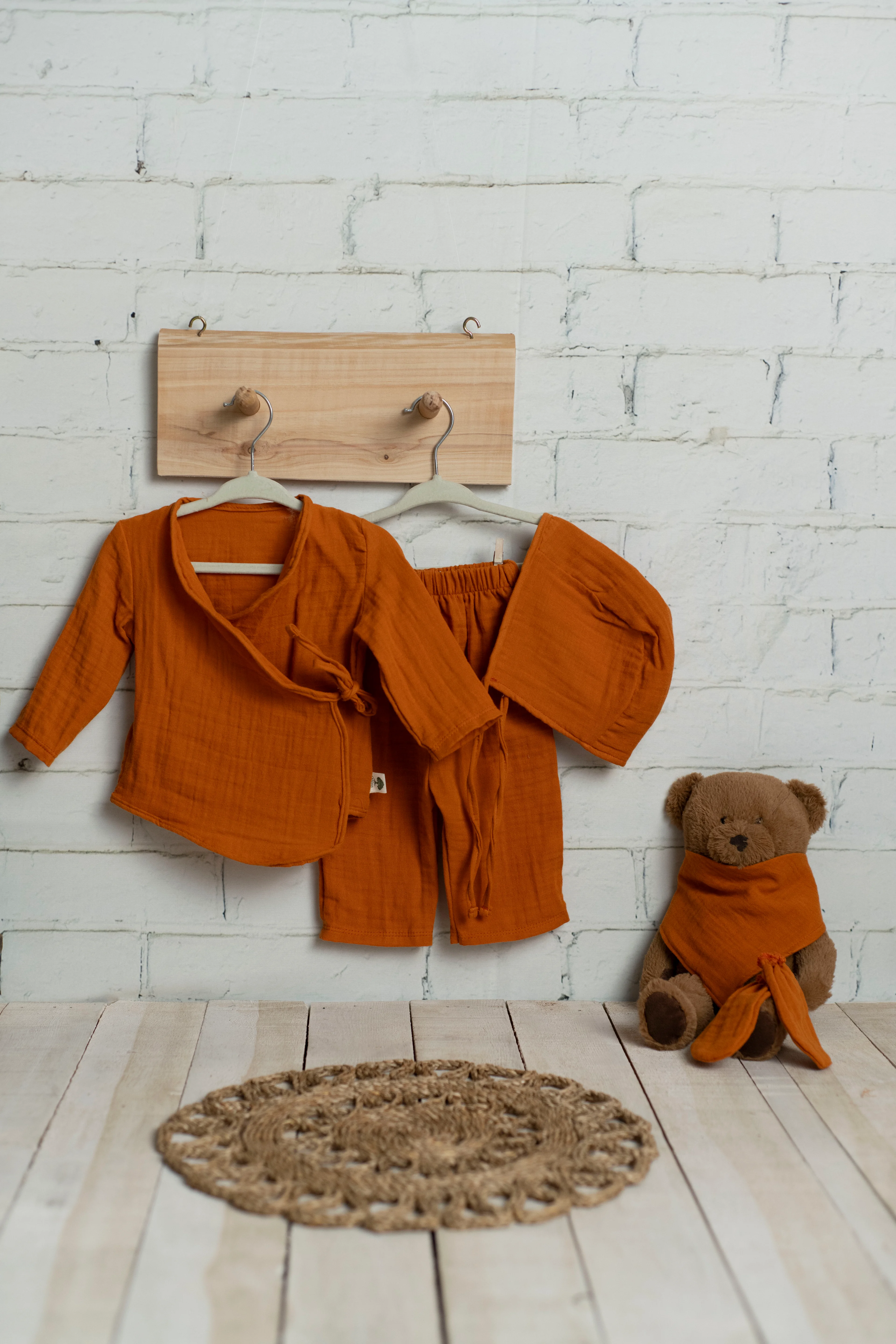 7 Parça 2 Kat Müslin Yenidoğan Kimono Seti - Tarçın