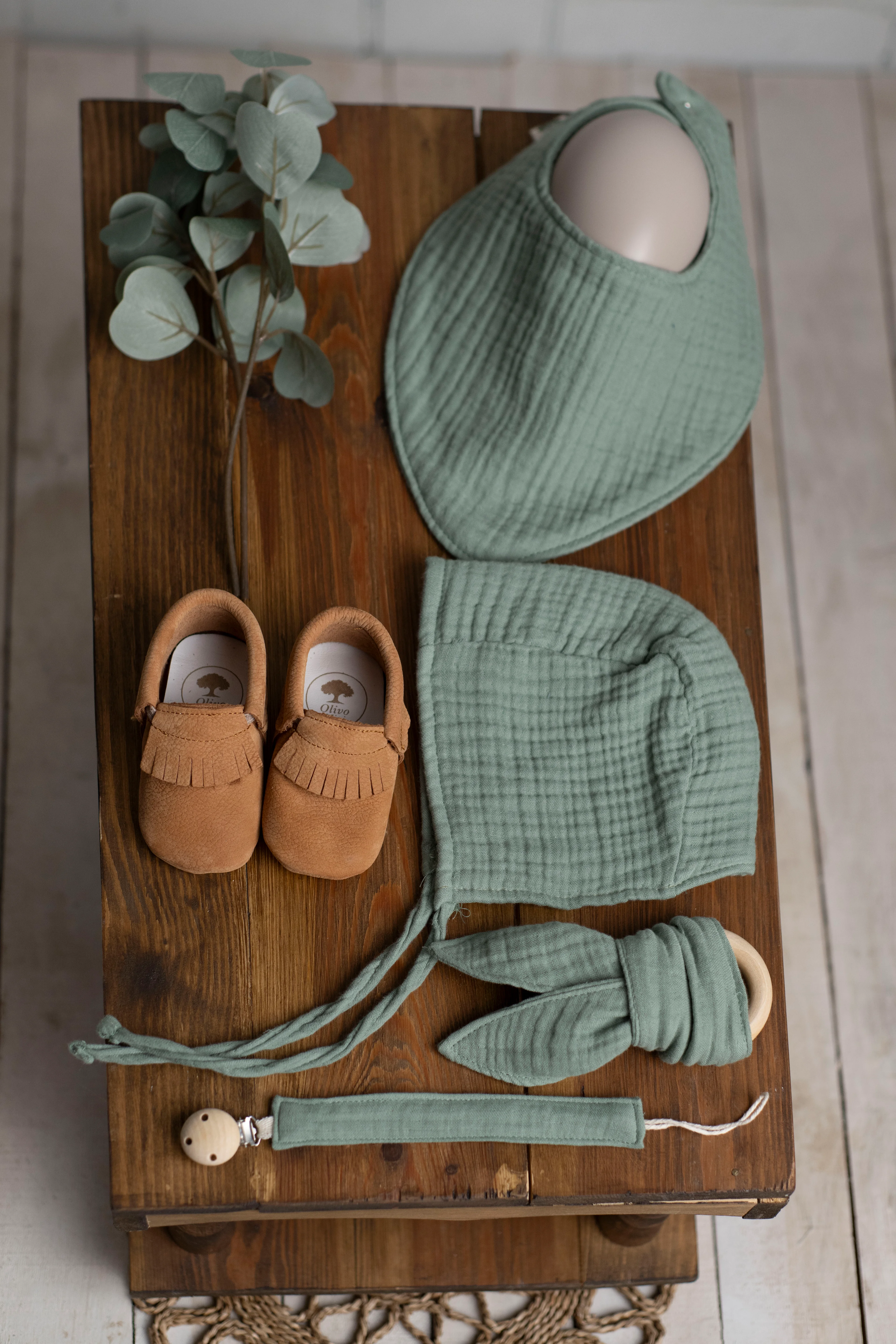 İlk Adım Seti - Yeşil (Nakışsız) - Saçaklı Kahve