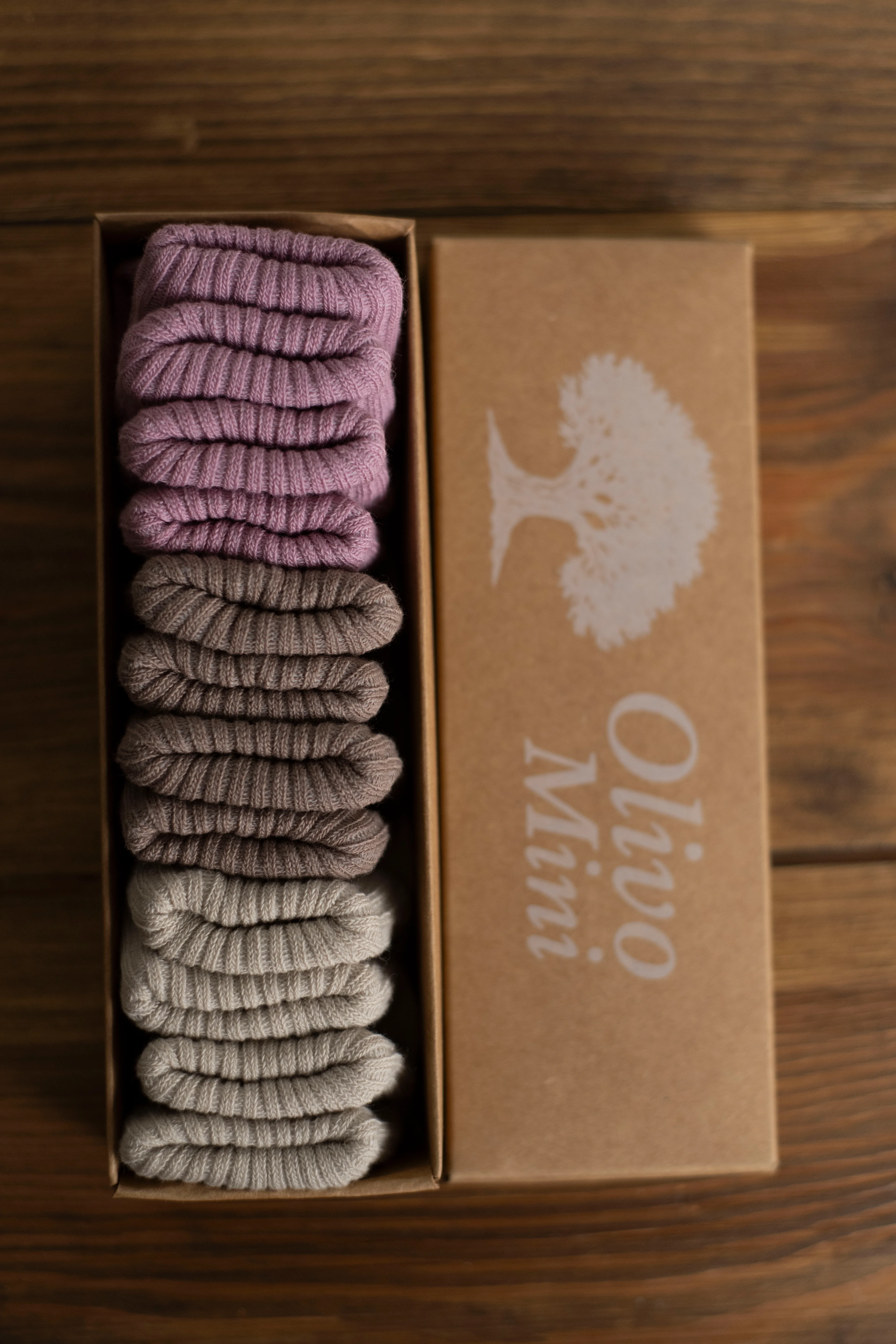 6'lı Dikişsiz Bambu Organik Yenidoğan Bebek Çorap - Pembe-Kahve-Bej