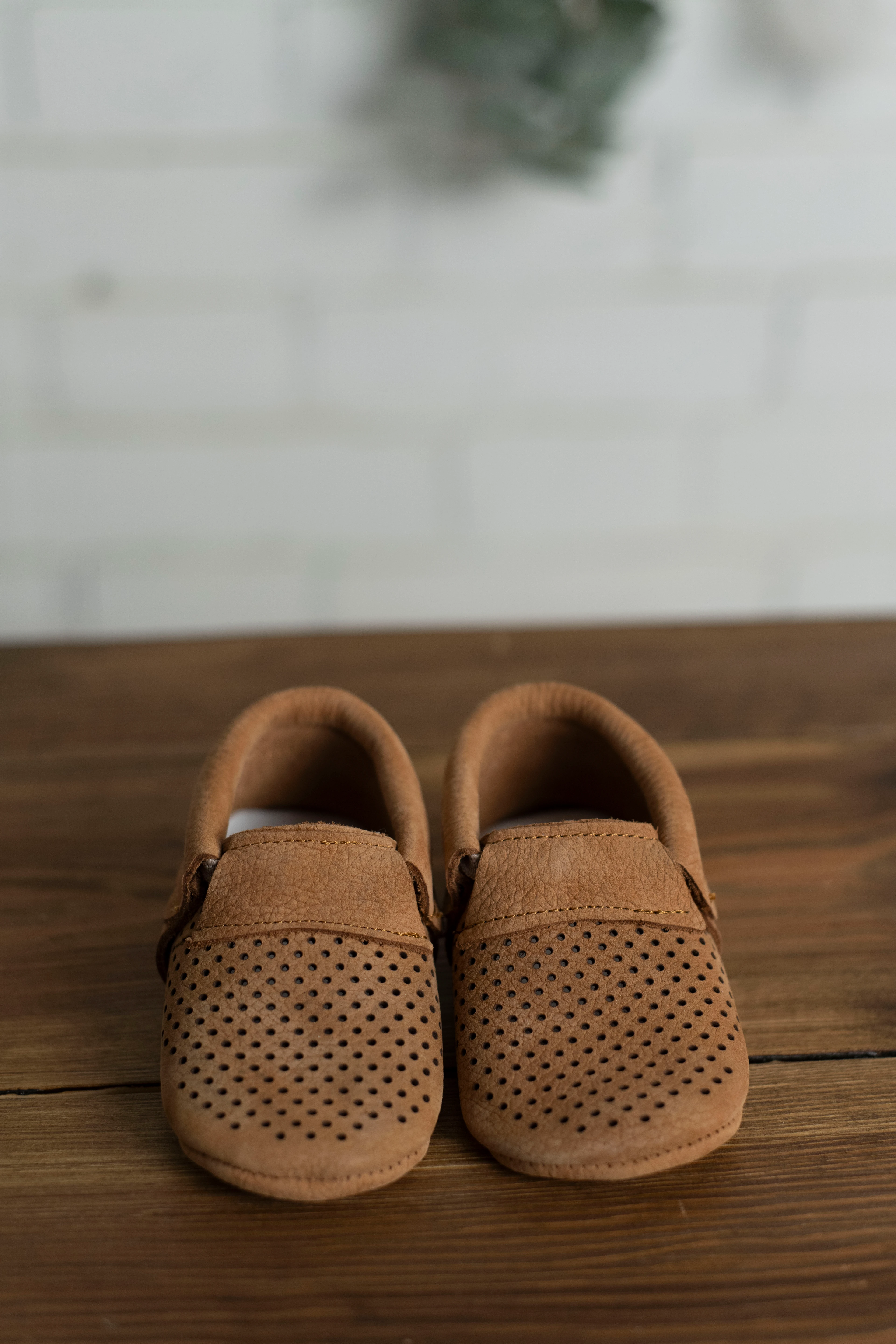 Yeni Doğan Bebek Deri Delikli Kahve Ayakkabı