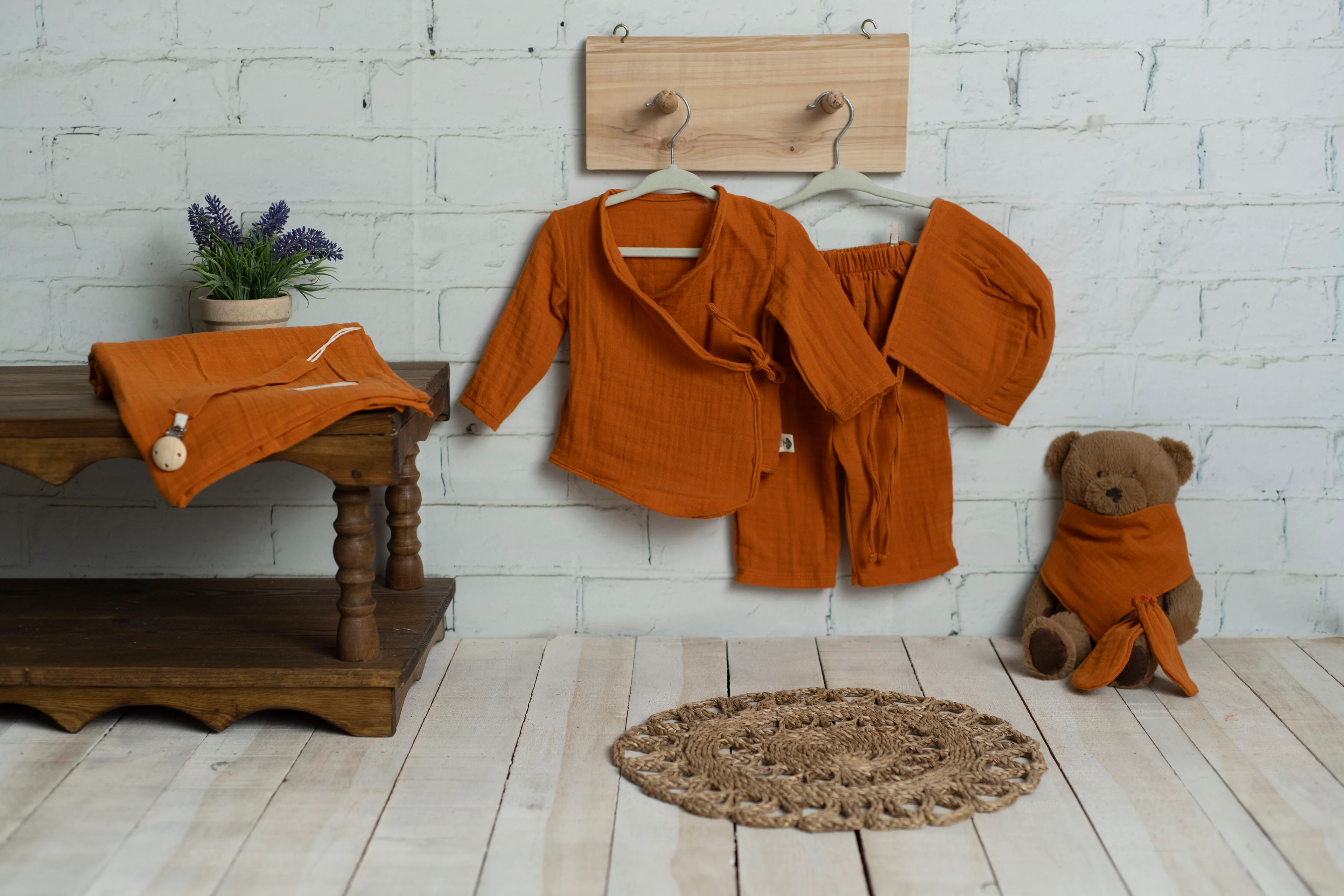 7 Parça 2 Kat Müslin Yenidoğan Kimono Seti